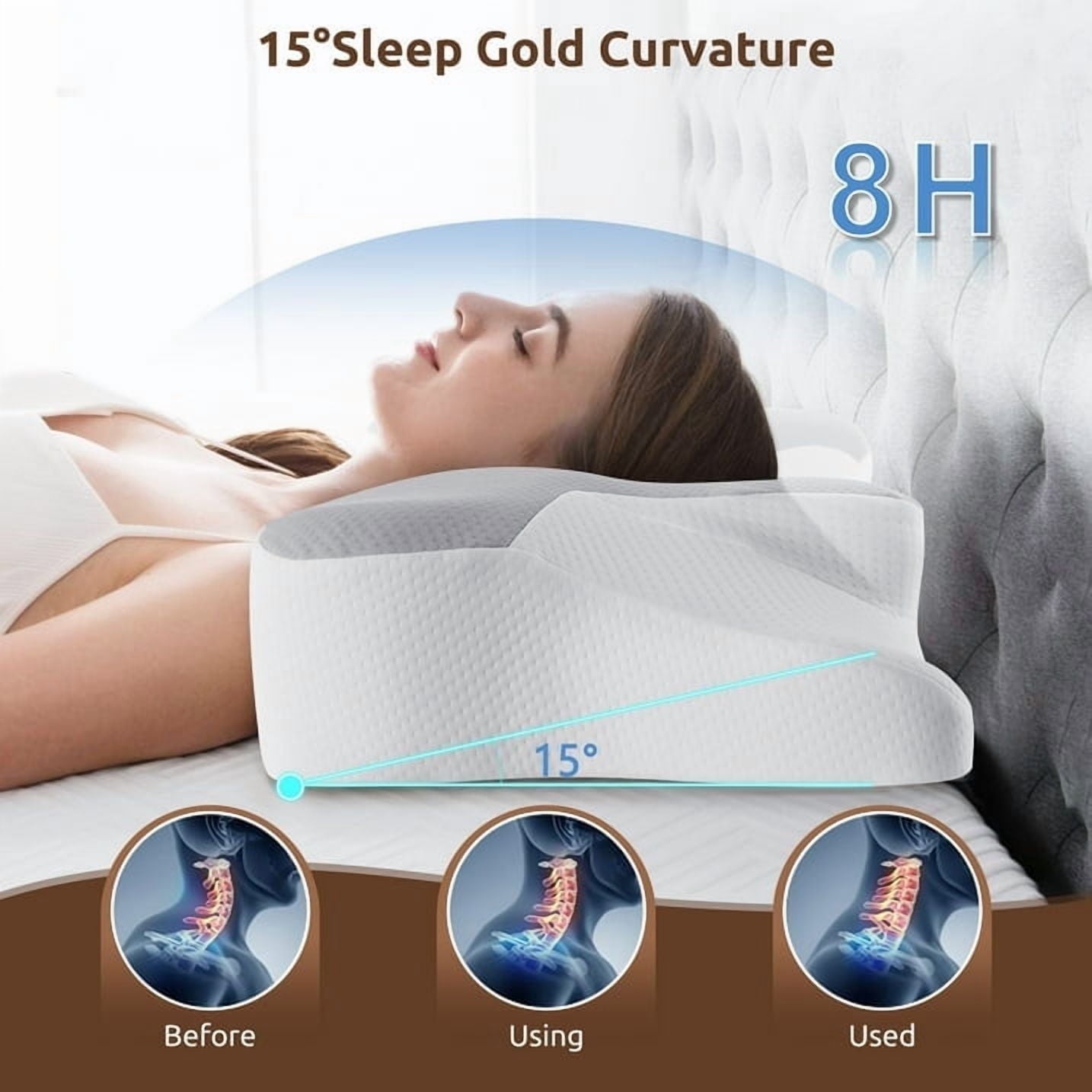 Fluffy Shredded Cervical Pillow for Sleeping Memory Foam Neck Pain Relief Contour Orthopedic Ergonomic Pillows for Women Side Sleeper... - Decorative Throw Pillow Cushion for Sofa & Bed Detail