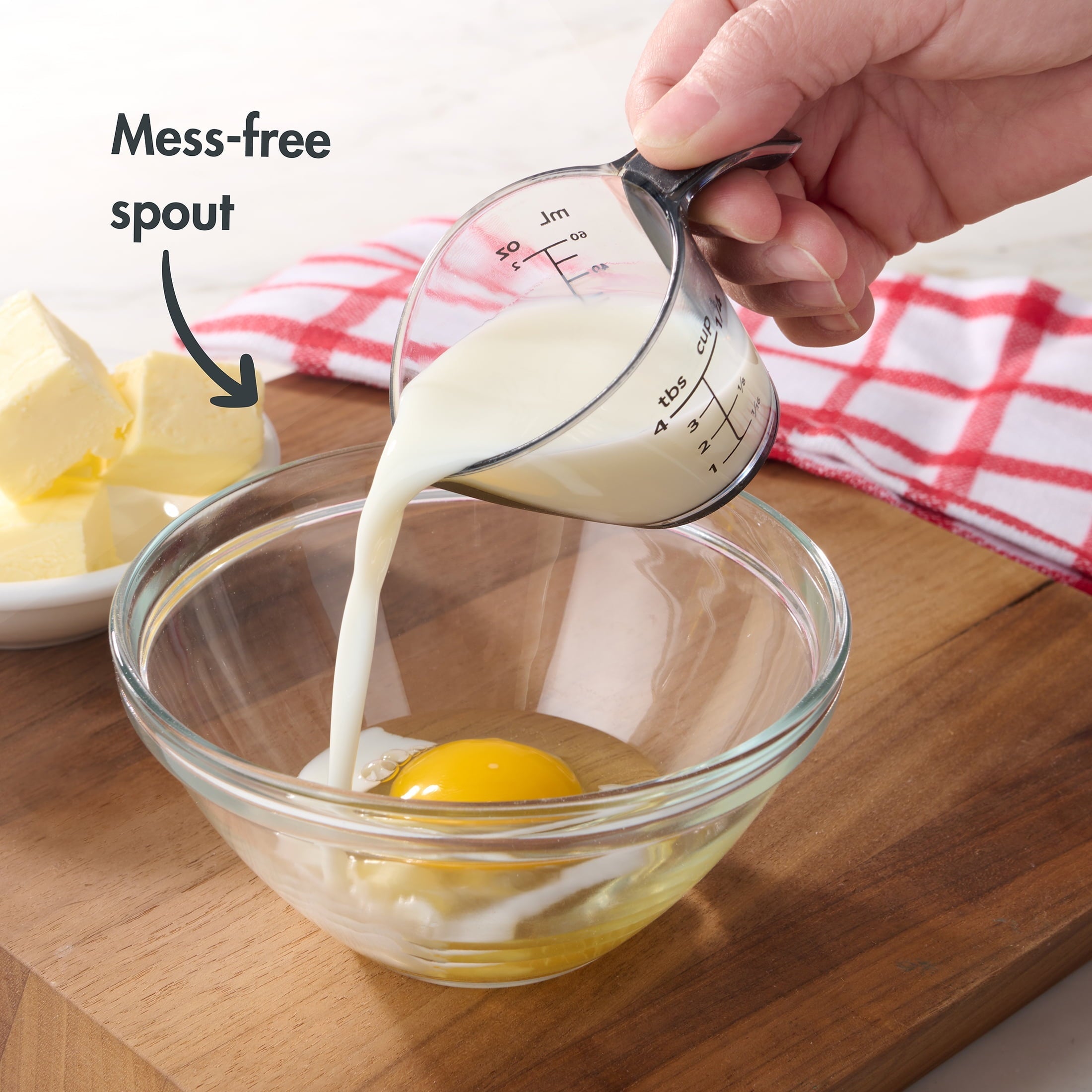 Innovative 1/4C Plastic Mini Measuring Cup, Black/Transparent - Multi-Functional Manual Food Chopper & Slicer Detail