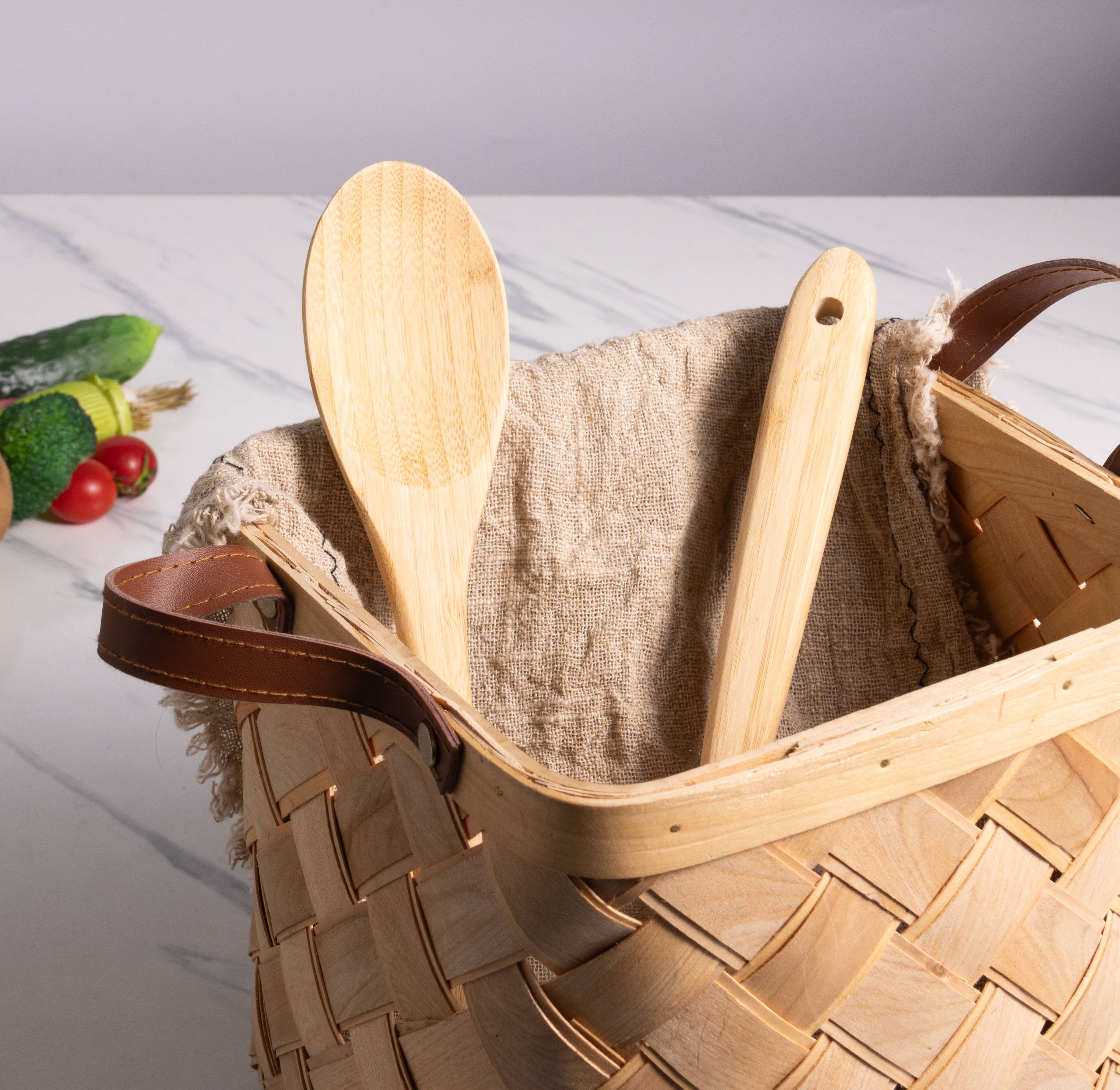 Heavy Duty Bamboo Cooking Spoon Natural Bamboo Crafted, 13" L, Kitchen Prep - Heavy Duty Stainless Steel Kitchen Shears Detail