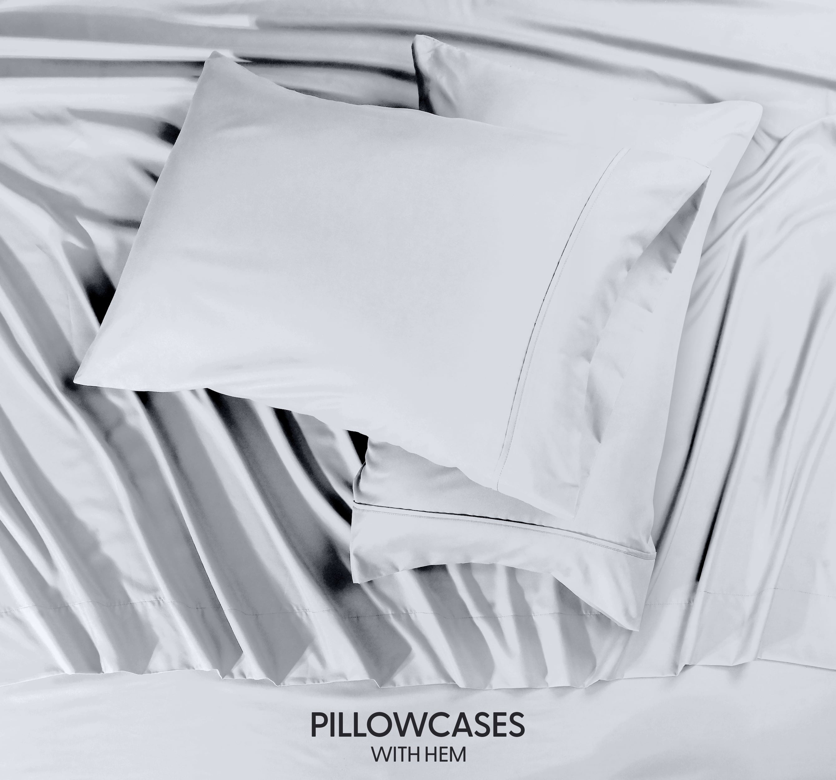 Wrinkle-Resistant Queen Size Bed Sheet Set in Bright White – 4 Piece Microfiber Sheets, Ultra-Soft, Deep Pocket, Wrinkle-Resistant, Eas... - Premium Ultra-Soft Pillowcase Pair for Sleeping Detail