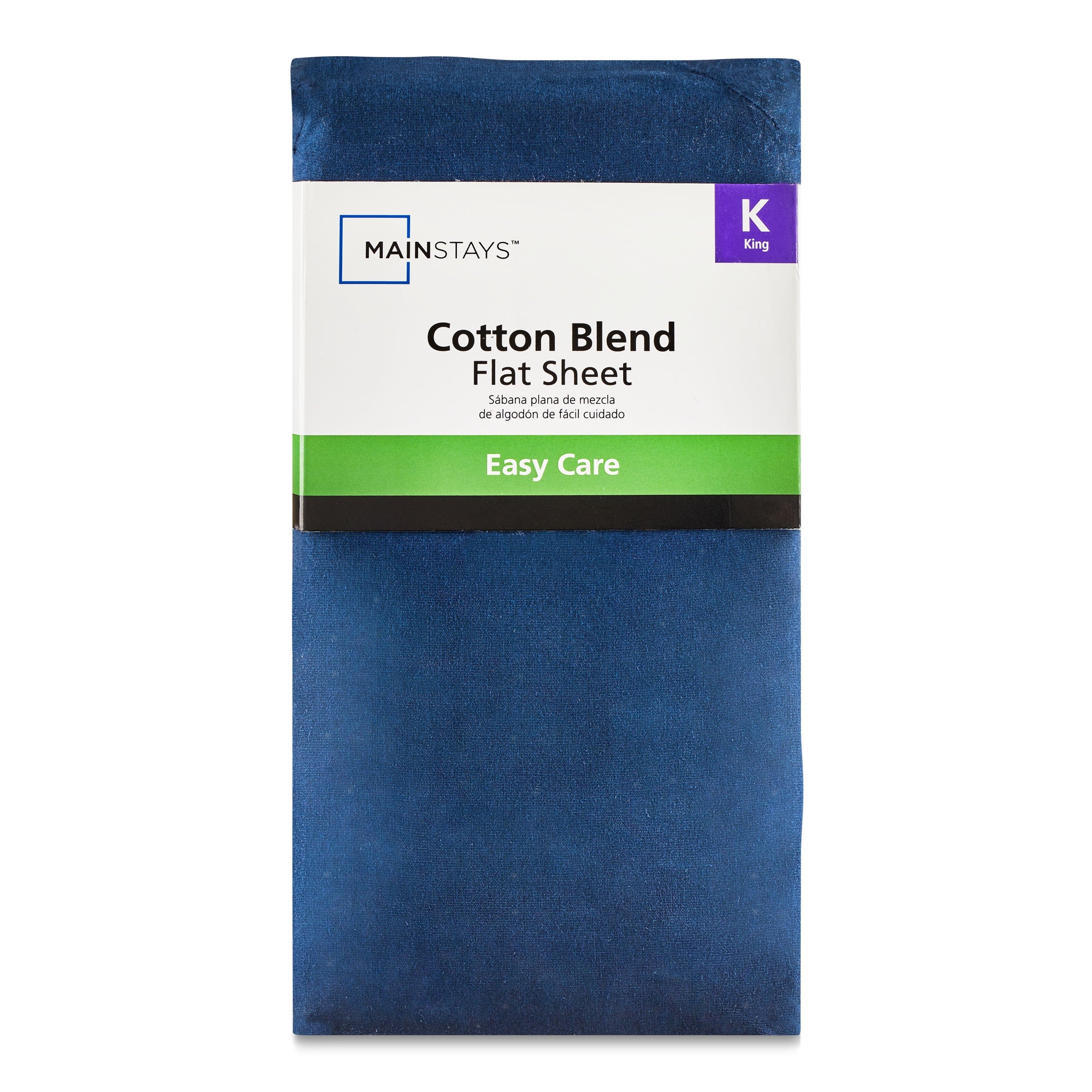 Wrinkle-Resistant 300 Thread Count Easy Care Blue Cove Cotton Blend Percale Flat Bed Sheet, King - Premium Ultra-Soft Pillowcase Pair for Sleeping Detail
