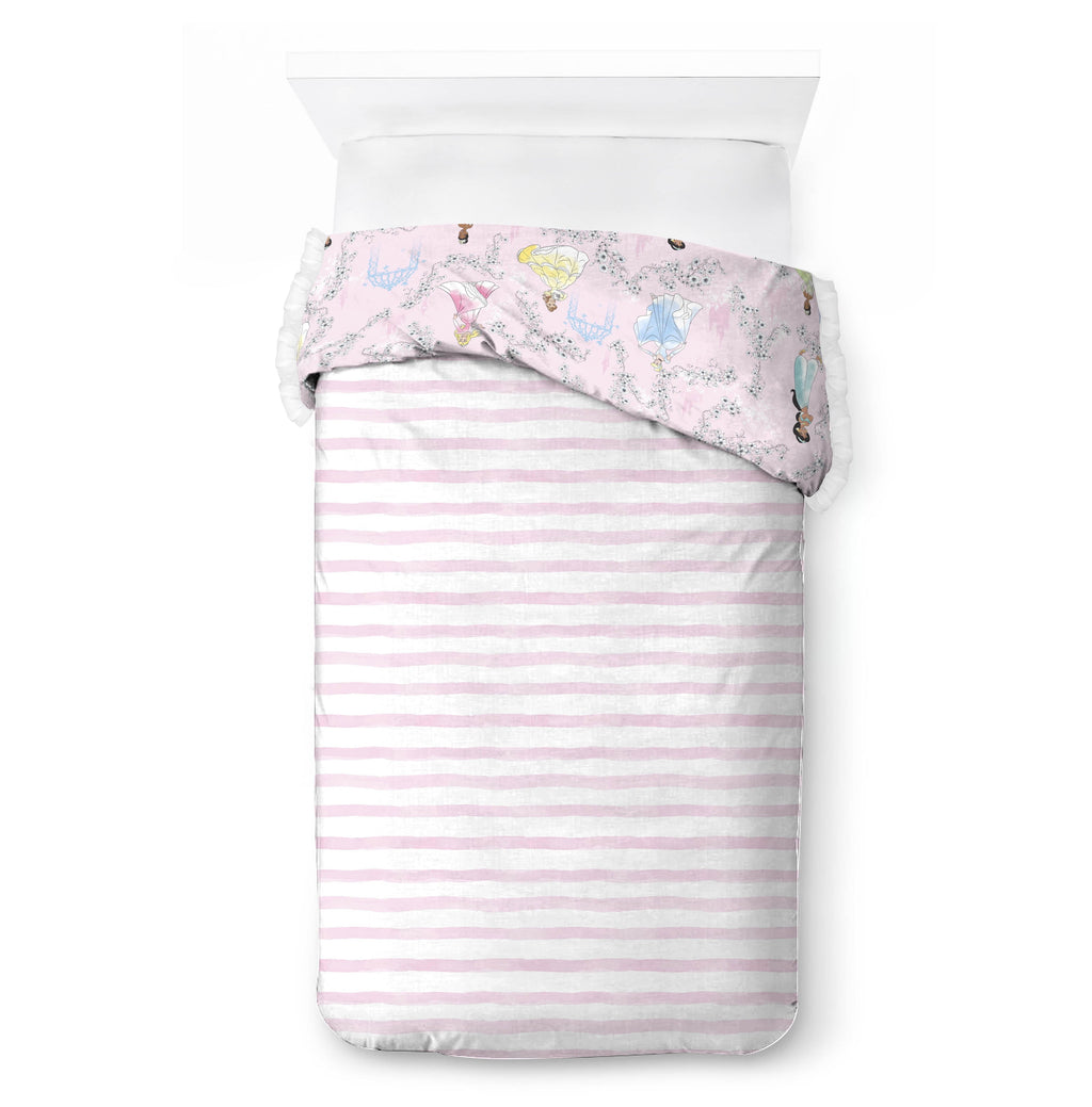 Hypoallergenic Cloud Princess Floral Gardens 2-Piece Twin/Full Reversible Comforter Set, Polyester Microfiber, Pink & White - Cloud-Like Soft Lightweight Bed Comforter Detail