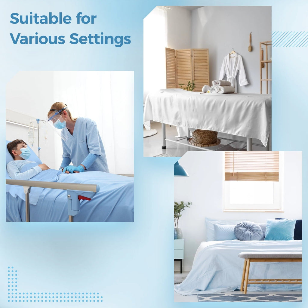 Premium Egyptian Cotton 6 Pcs Hospital Bed Sheets Set, Includes 2 Fitted Sheet 84x36x14", 2 Flat Sheets 104x59", 2 Pillowcases 19x29", Soft B... - Breathable Egyptian Cotton Flat & Fitted Sheets Detail