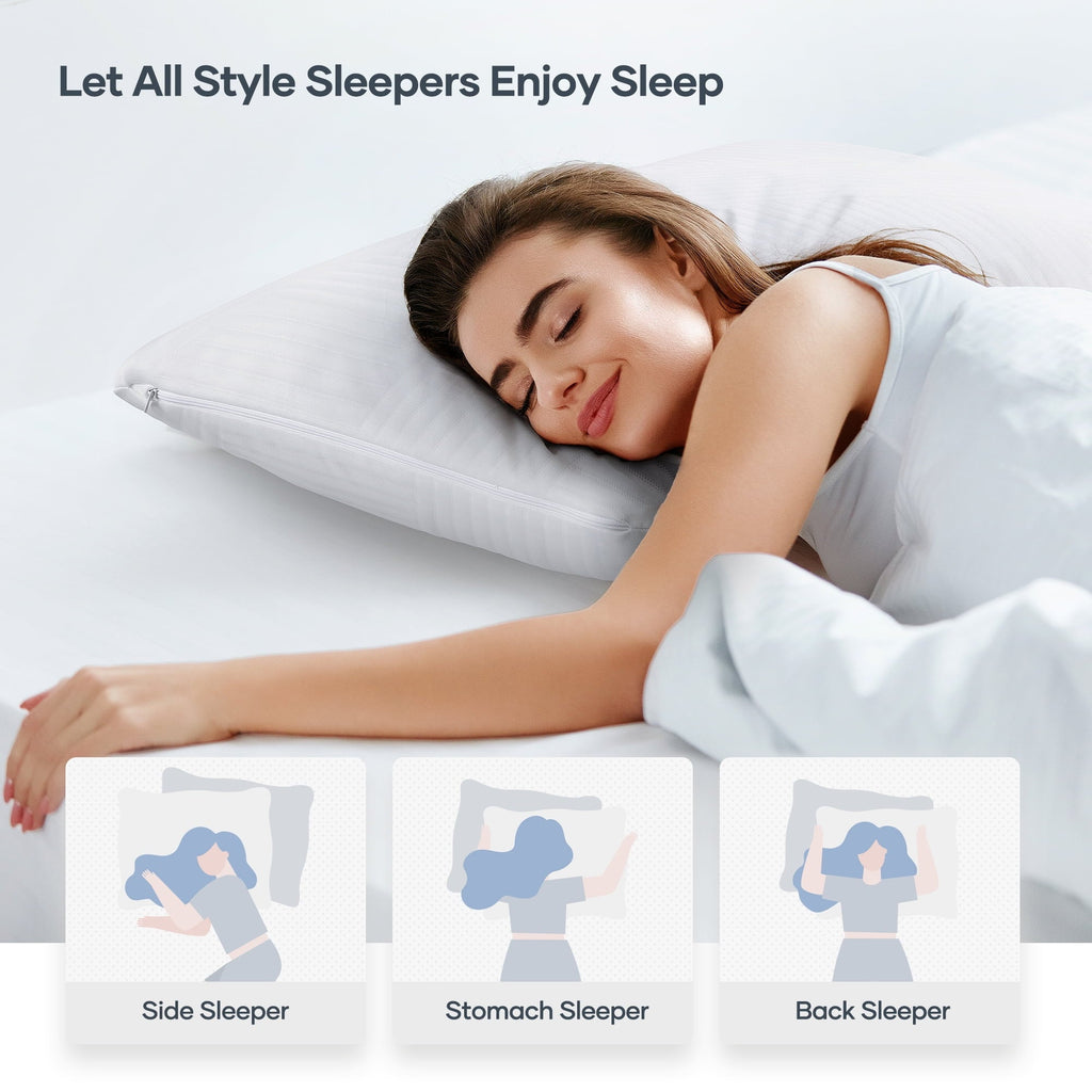 Decorative Plump Shredded Memory Foam Pillow 2 Pack Pillow for Bed, Side, Back and Stomach Sleepers, CertiPUR-US Certified 28"x20" - Orthopedic Shredded Foam Bed Pillow Set Detail