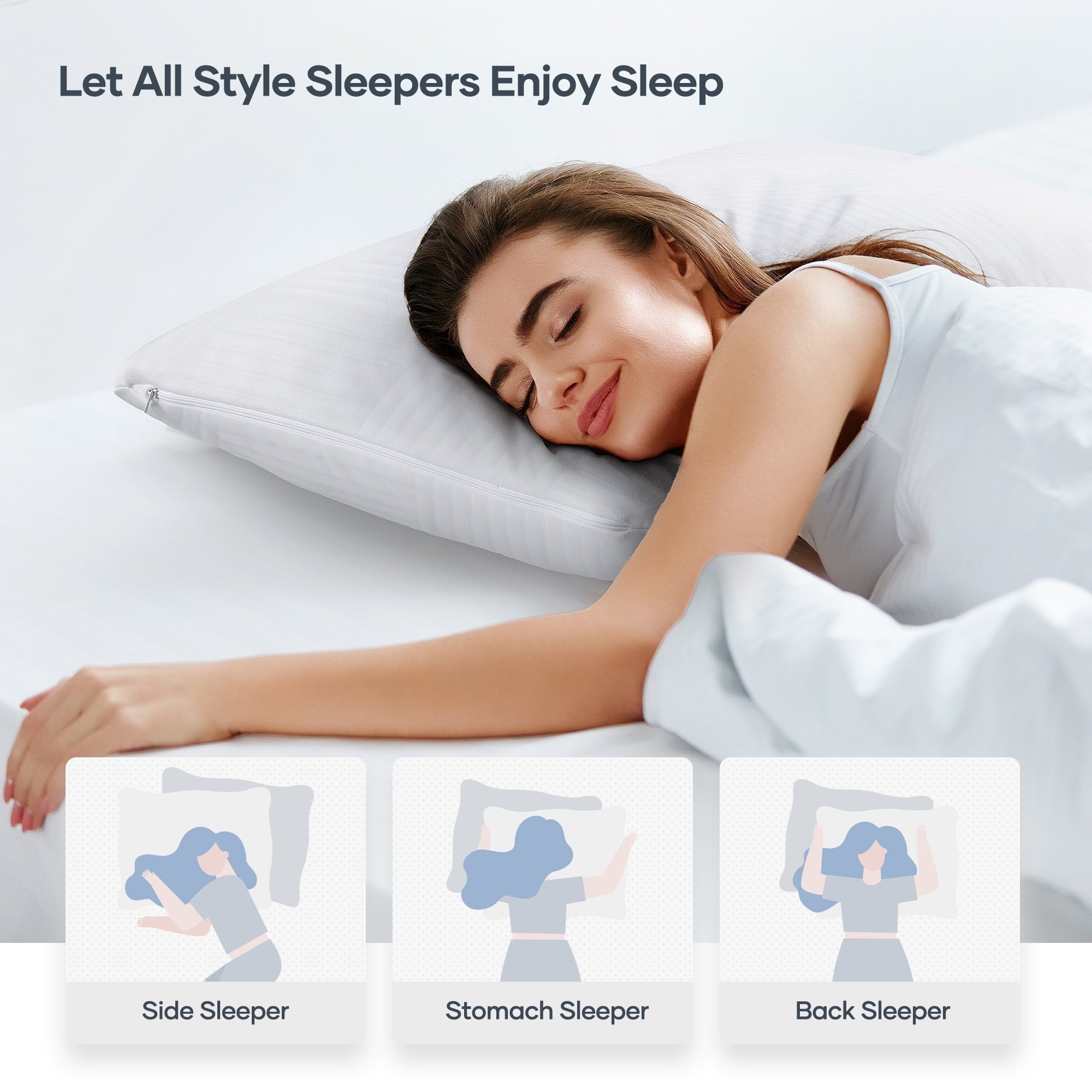 Decorative Plump Shredded Memory Foam Pillow 2 Pack Pillow for Bed, Side, Back and Stomach Sleepers, CertiPUR-US Certified 28"x20" - Orthopedic Shredded Foam Bed Pillow Set Detail