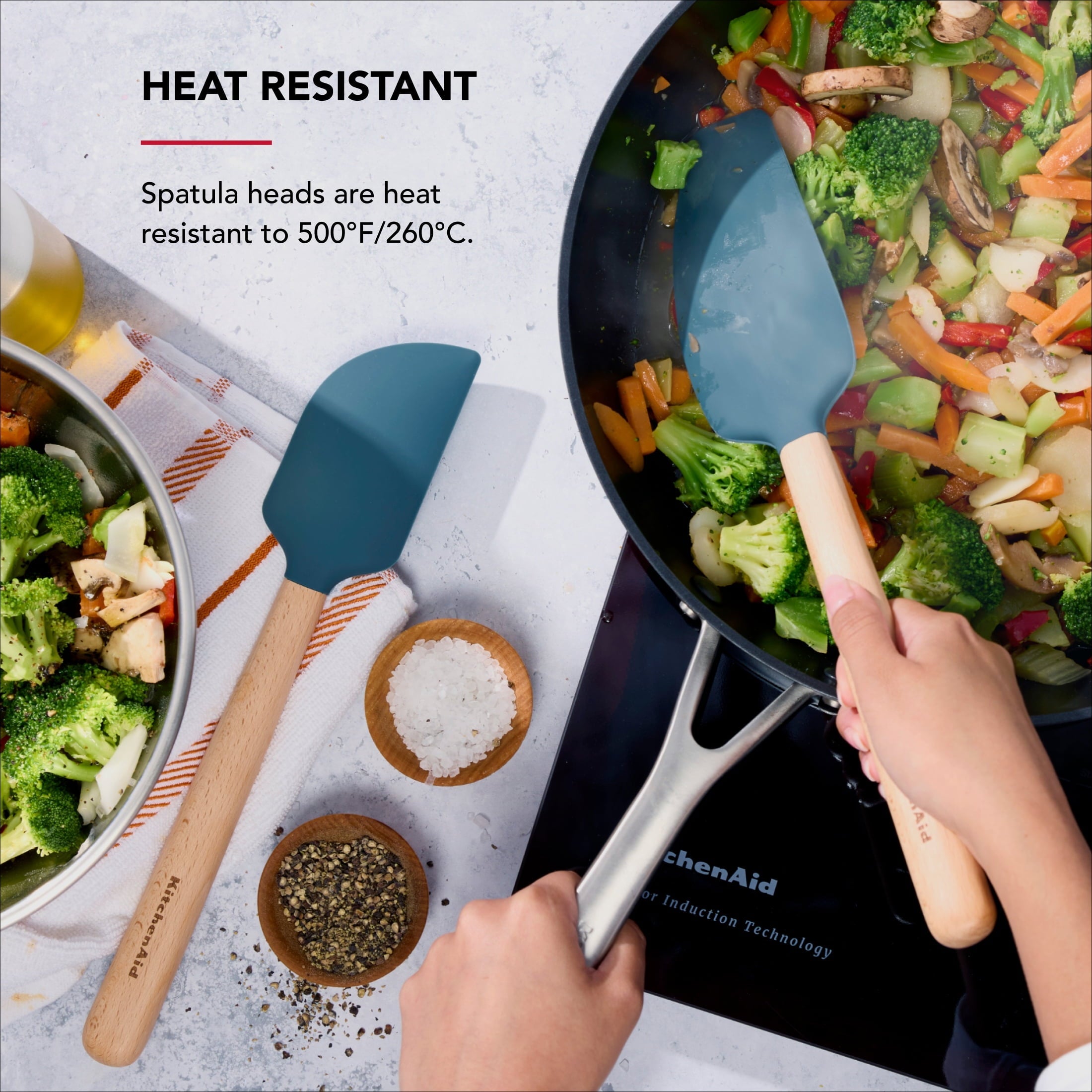 Chef-Quality 2-Piece Silicone Mixing Spatula and Scraper Set for Cooking, Agave - Heavy Duty Stainless Steel Kitchen Shears Detail