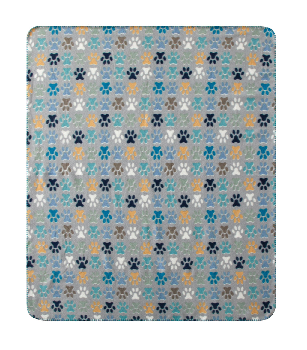 Reversible Sherpa Cozy Fleece Throw Blanket, Gray Paw 50" x 60", All Ages - Cozy Fleece Throw Blanket for Couch & Bed Detail