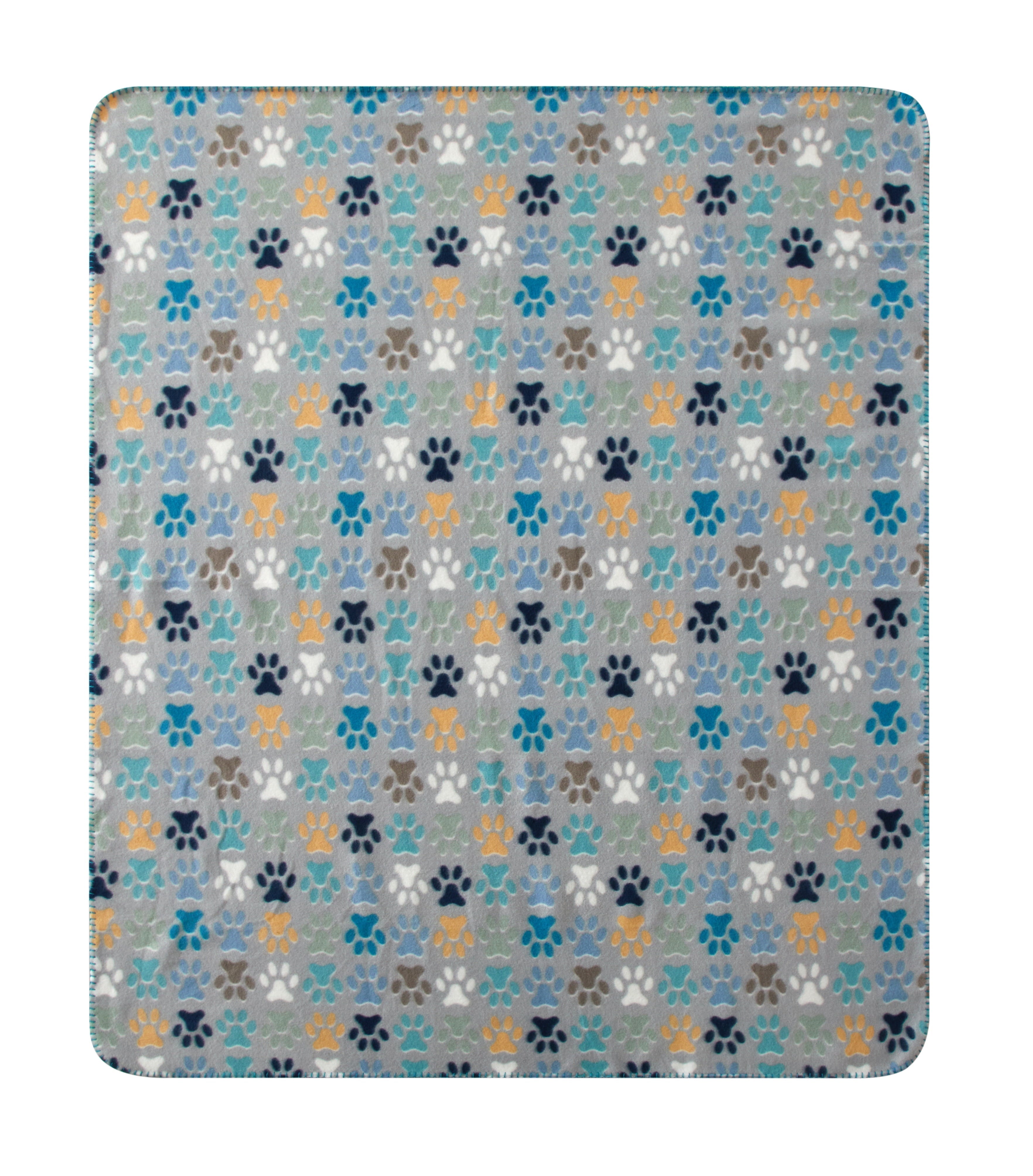 Lightweight Warm (9 pack) Cozy Fleece Throw Blanket, Gray Paw 50" x 60", All Ages - Super Soft Reversible Sherpa Flannel Blanket Detail