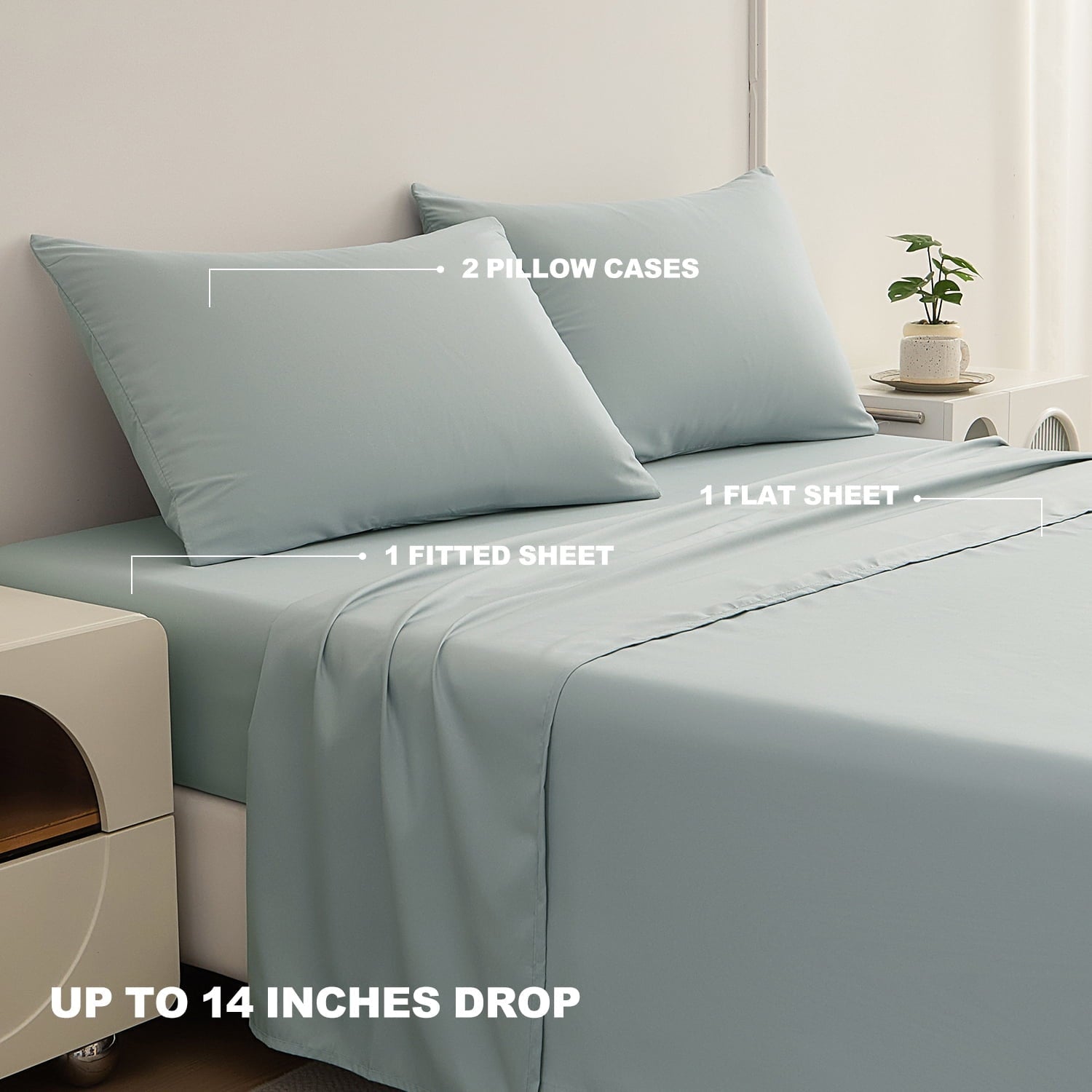 Premium Egyptian Cotton Sheets Set 4 Piece Queen/Full Size Sheet Set, Soft & Lightweight And Breathable ding Set, Fitted Sheet, Flat Sheet & ... - Luxury Bed Sheet Set with Deep Pockets Detail