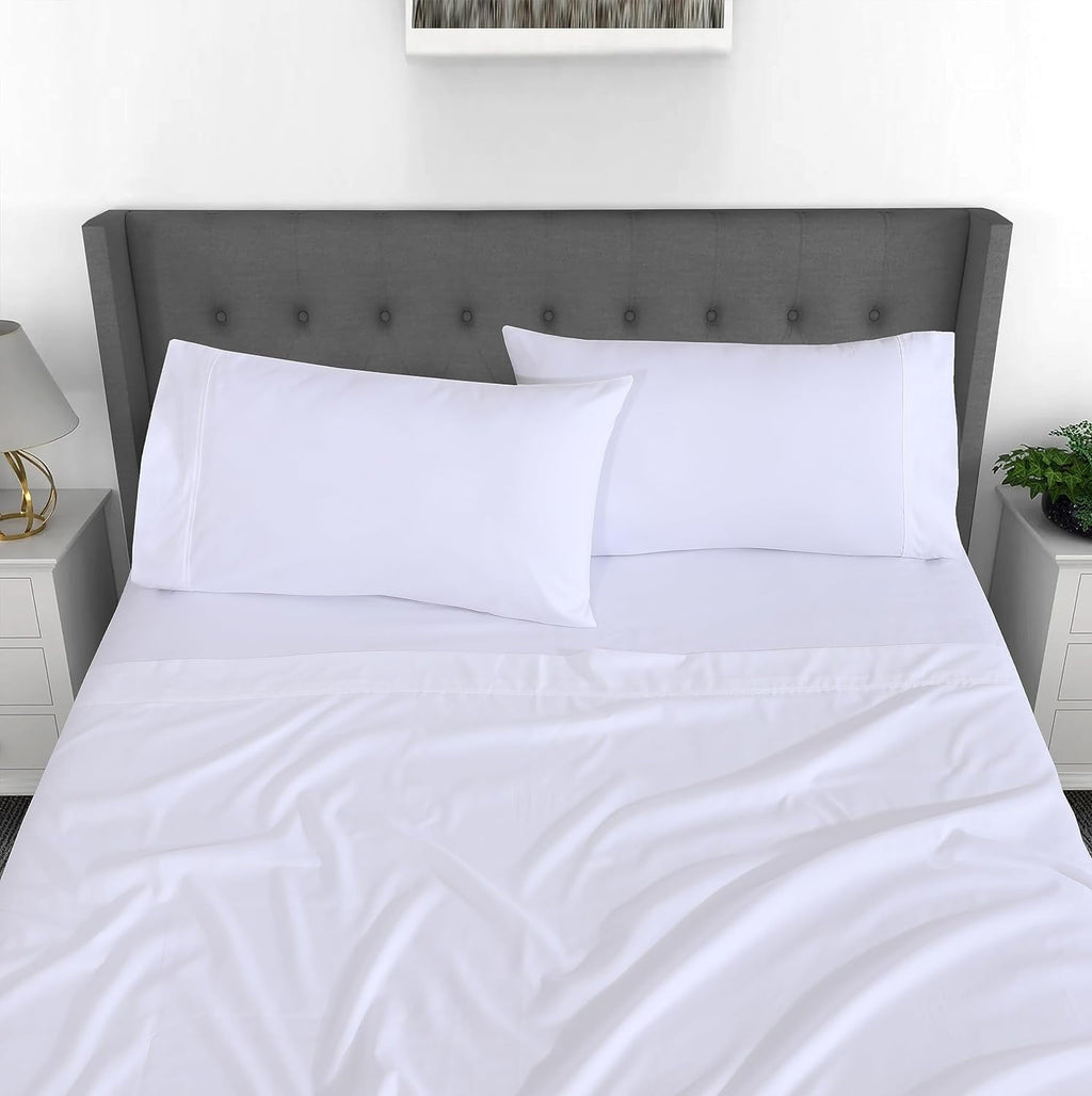 Cooling Sateen Set - Luxurious Silky Soft Microfiber Bedding - Cozy & Comfy - 15 inch Deep Pocket (Fits up to 17") Hotel Bed - 4 Pcs... - Cooling Hotel Quality Bedding Sheets and Pillowcases Detail