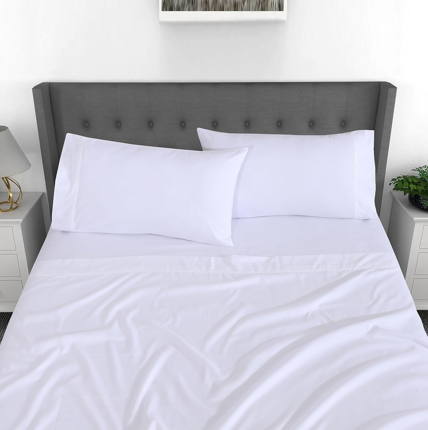 Cooling Sateen Set - Luxurious Silky Soft Microfiber Bedding - Cozy & Comfy - 15 inch Deep Pocket (Fits up to 17") Hotel Bed - 4 Pcs... - Cooling Hotel Quality Bedding Sheets and Pillowcases Detail