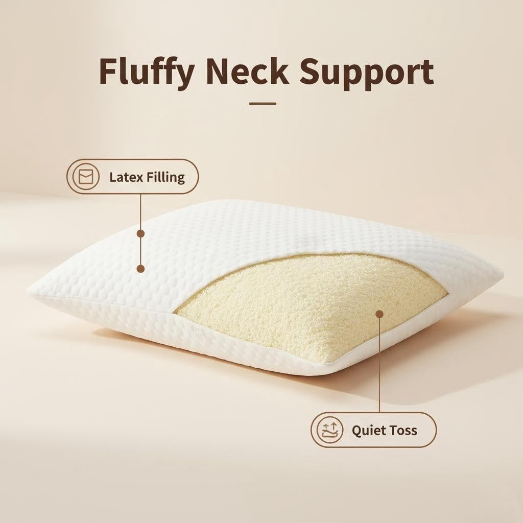 Orthopedic Support Queen Size Latex Pillow (2 Pack) Shredded Natural Latex Cooling Bed Pillows for Side & Back Sleepers, Medium Firm Sup... - Ergonomic Memory Foam Pillow for Neck Pain Support Detail