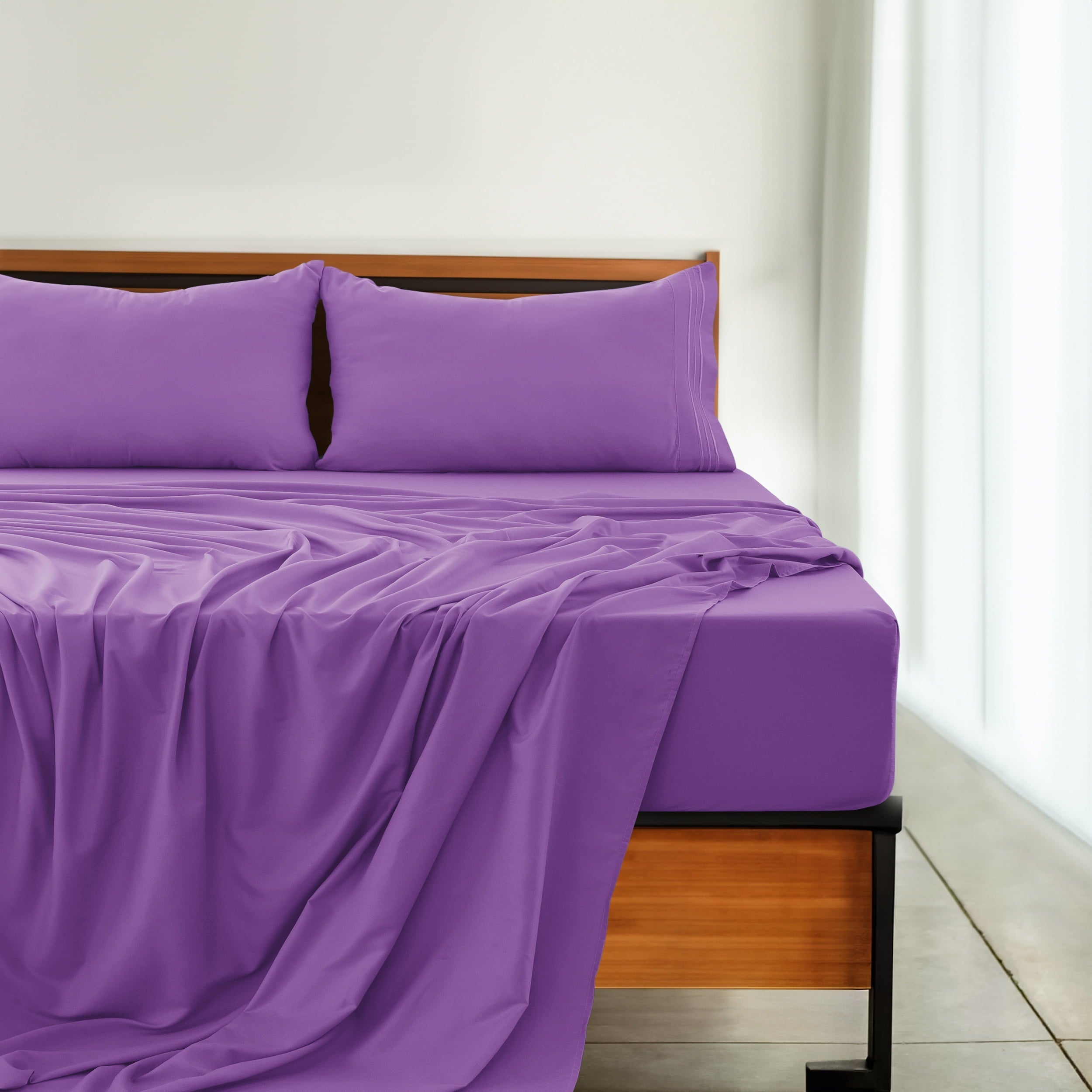 Cooling Sateen Queen Size Sheets Set Brushed Microfiber High GSM, 4 Piece Sheet Set Upto 16 Inches Deep Pocket Bedding Sheets & Pillow - Breathable Egyptian Cotton Flat & Fitted Sheets Detail