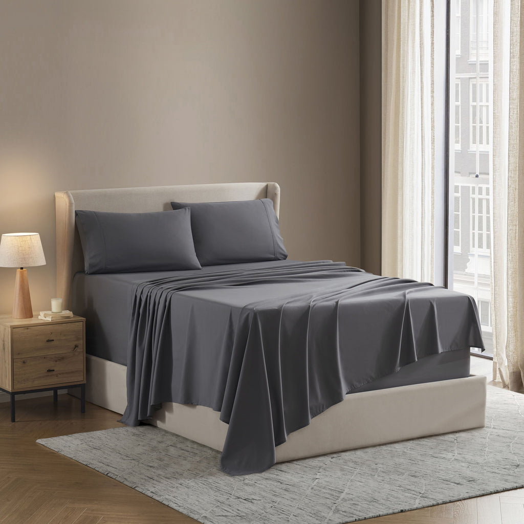 Ultra-Soft Sheet Sets, Deep Pocket 4 Piece, Luxury Soft Microfiber Bed Sheet Sets, GRAY - Luxury Bed Sheet Set with Deep Pockets Detail