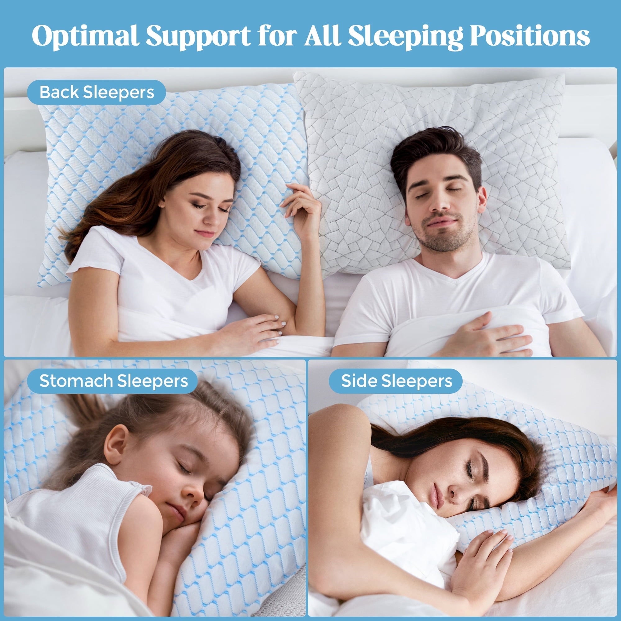 Ergonomic Memory Foam Shredded Memory Foam Pillows Standard Size Set of 2, Regulating Reversible Cooling Pillow Bed Pillow for Bed, Adjusta... - Hotel Quality Plush Sleeping Pillows Detail