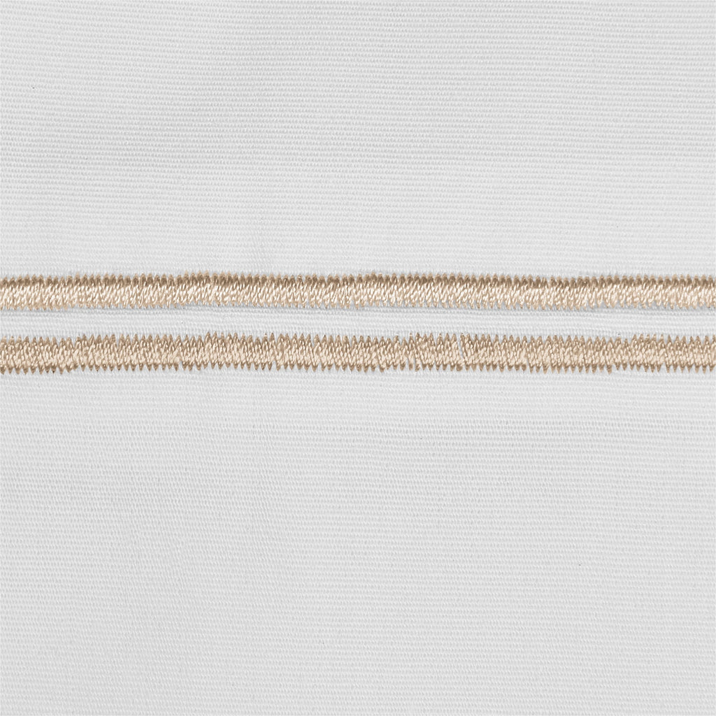 Ultra-Soft 4-Piece 300 Thread Count White Pima Cotton Bed Sheet Set with Tan Hem, Full , Adult/Teen - Premium Ultra-Soft Pillowcase Pair for Sleeping Detail