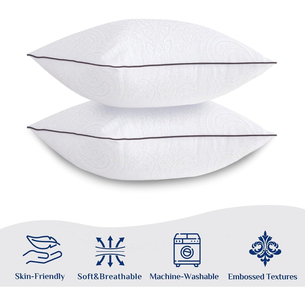 Ergonomic Memory Foam for Sleeping, Soft and Supportive Throw for Couch, Bed and Sofa, Down Alternative Pillow, 26x26 Inches - Hotel Quality Plush Sleeping Pillows Detail