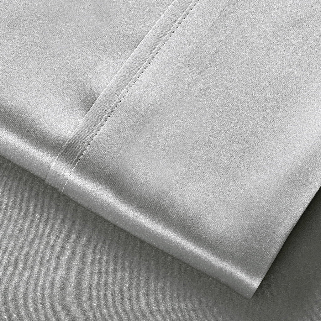 Breathable Luxury Luxury Satin Sheets Set Full Size Light Gray, 4-Piece Bedding Sets with Deep Pockets - Soft and Smooth Satin Bed Shee... - Luxury Bed Sheet Set with Deep Pockets Detail