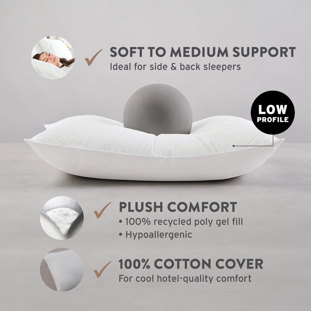 Decorative Plump Sahara Nights | Stomach & Back Sleeper Pillow for Adults | , 100% Cotton Case, Gel Fiber Fill | Soft, Machine Washabl... - Orthopedic Shredded Foam Bed Pillow Set Detail