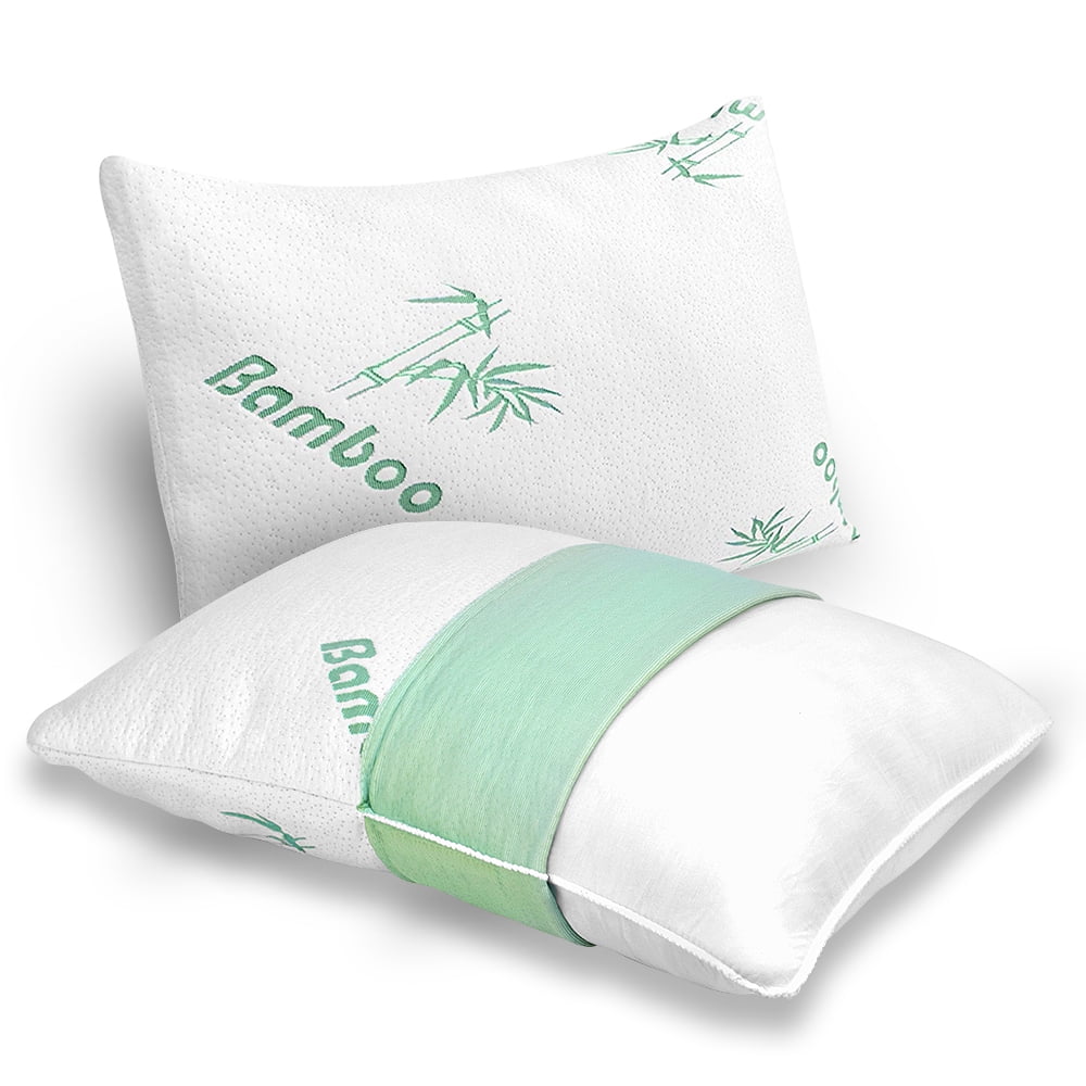 Fluffy Shredded Memory Foam Pillows Queen Size Set of 2 - Cooling Bed Pillows for Sleeping - Back, Stomach, Side Sleeper Soft, Comfy ... - Ergonomic Memory Foam Pillow for Neck Pain Support Detail