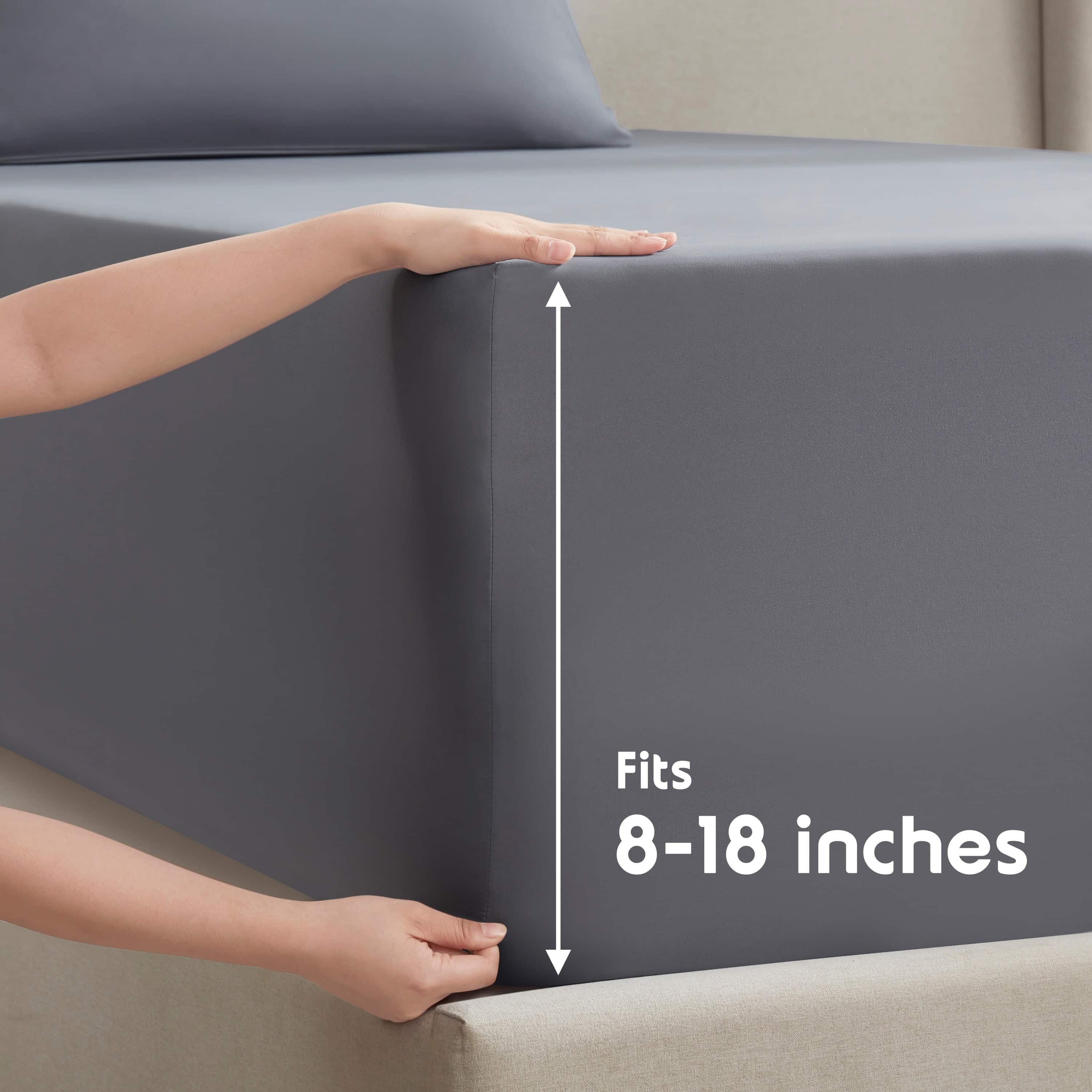 Ultra-Soft Full Size Sheets Set, 1800 Series Bed Sheets Full 4 Piece, Luxury Soft Microfiber Full Sheet Sets, Gray - Breathable Egyptian Cotton Flat & Fitted Sheets Detail