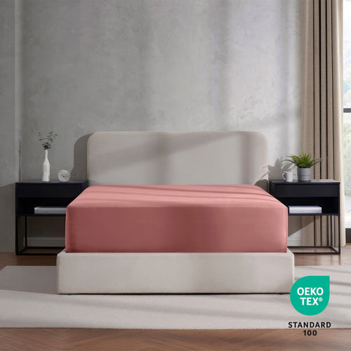Breathable Luxury Extra Deep Pocket Twin XL Fitted Sheet Only, Fits 18" to 24" Mattress, Soft Microfiber Fitted Bed Sheet, Pink Clay - Cooling Hotel Quality Bedding Sheets and Pillowcases Detail