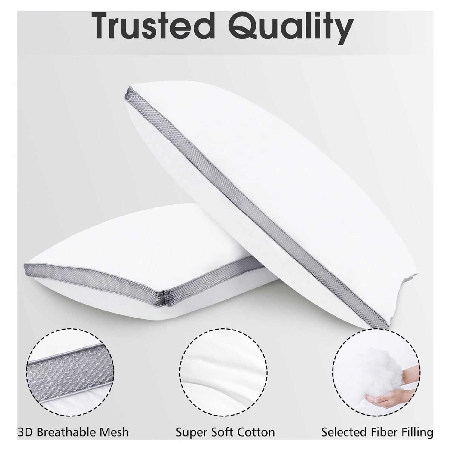 Decorative Plump 2 Pack Cotton Down Alternative Pillows,Queen Size Bed Pillows Gusseted Hypoallergenic - Ergonomic Memory Foam Pillow for Neck Pain Support Detail