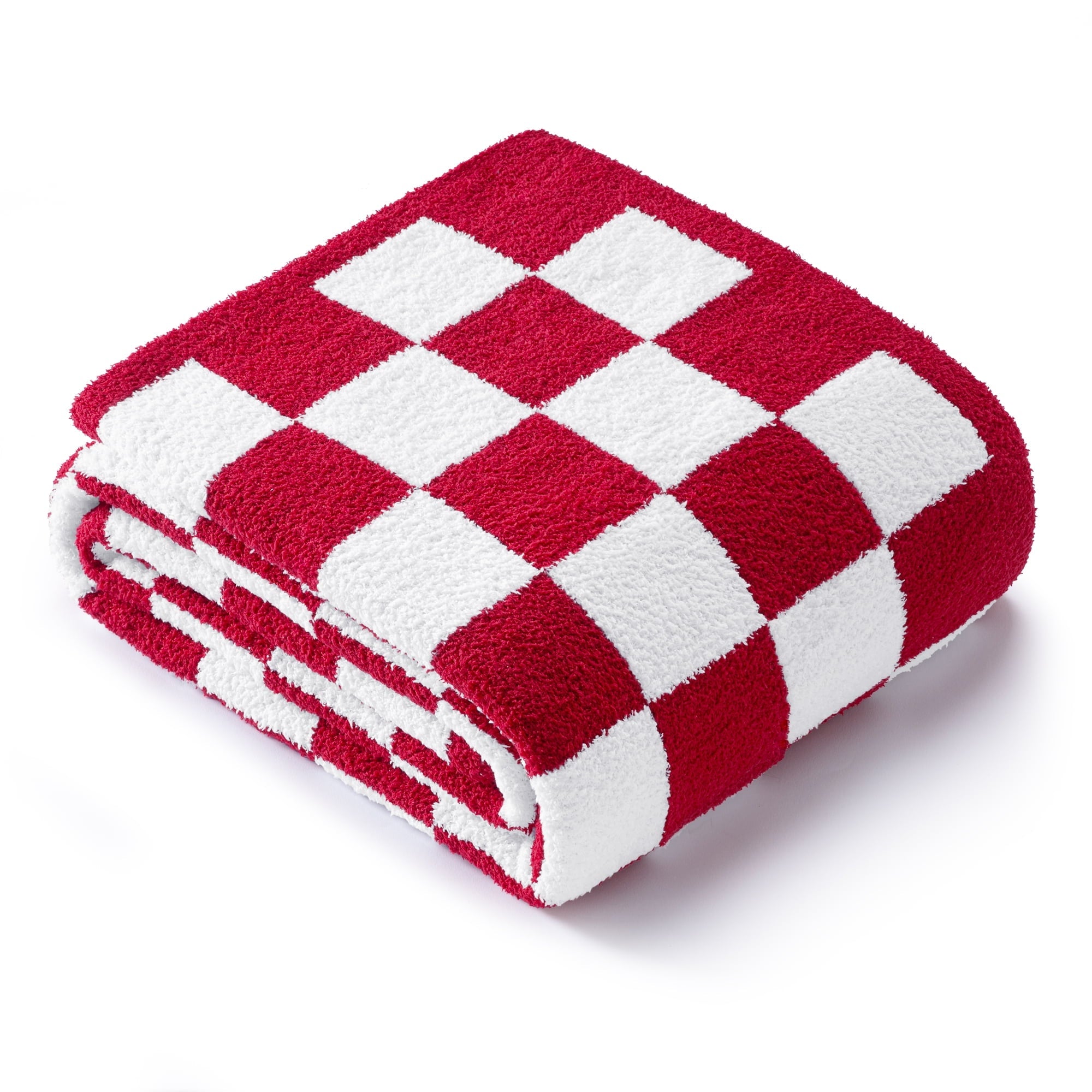 Cozy Fleece Checkered Knit Throw Blanket, Ultra Soft Cozy Fluffy Checkerboard Blankets, Lightweight Fuzzy Plush Throw for Couch a... - Super Soft Reversible Sherpa Flannel Blanket Detail