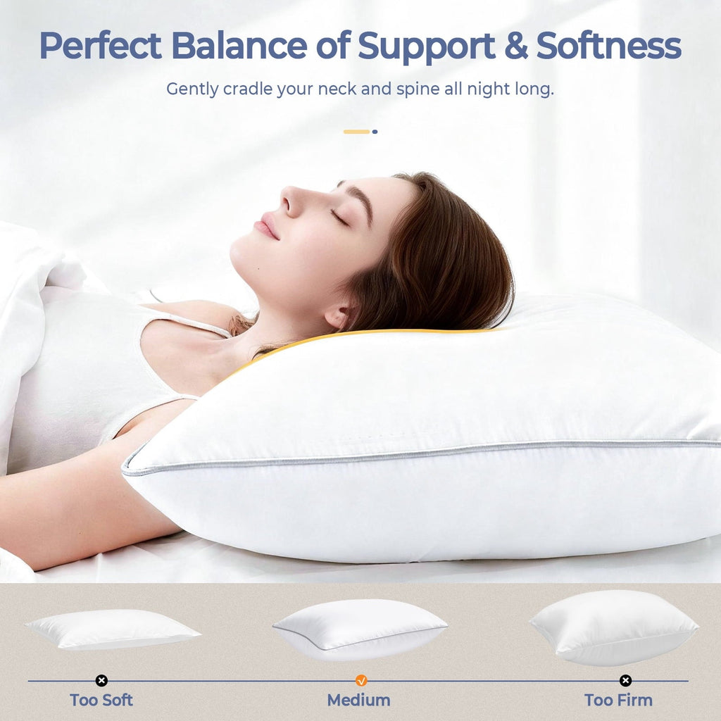 Fluffy Shredded Pillows Queen Size Set of 2, Bed Pillows for Side and Back Sleepers, Soft Down Alternative Pillows, Hotel Quality and... - Orthopedic Shredded Foam Bed Pillow Set Detail