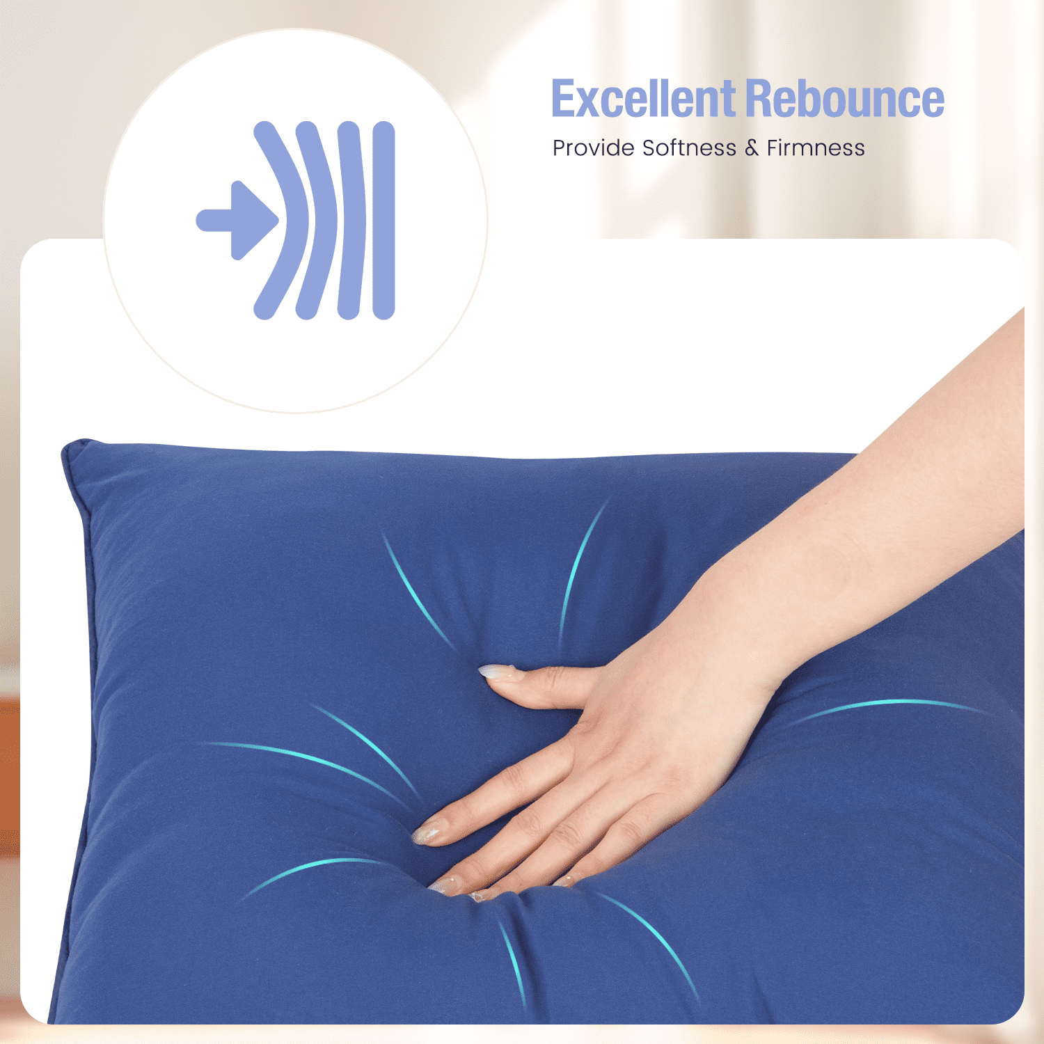 Ergonomic Memory Foam Throw Pillow Inserts Set of 2, Indoor Decorative 18x18 inches Square Pillows for Couch, Sofa, Bed, Supportive Cushion... - Orthopedic Shredded Foam Bed Pillow Set Detail