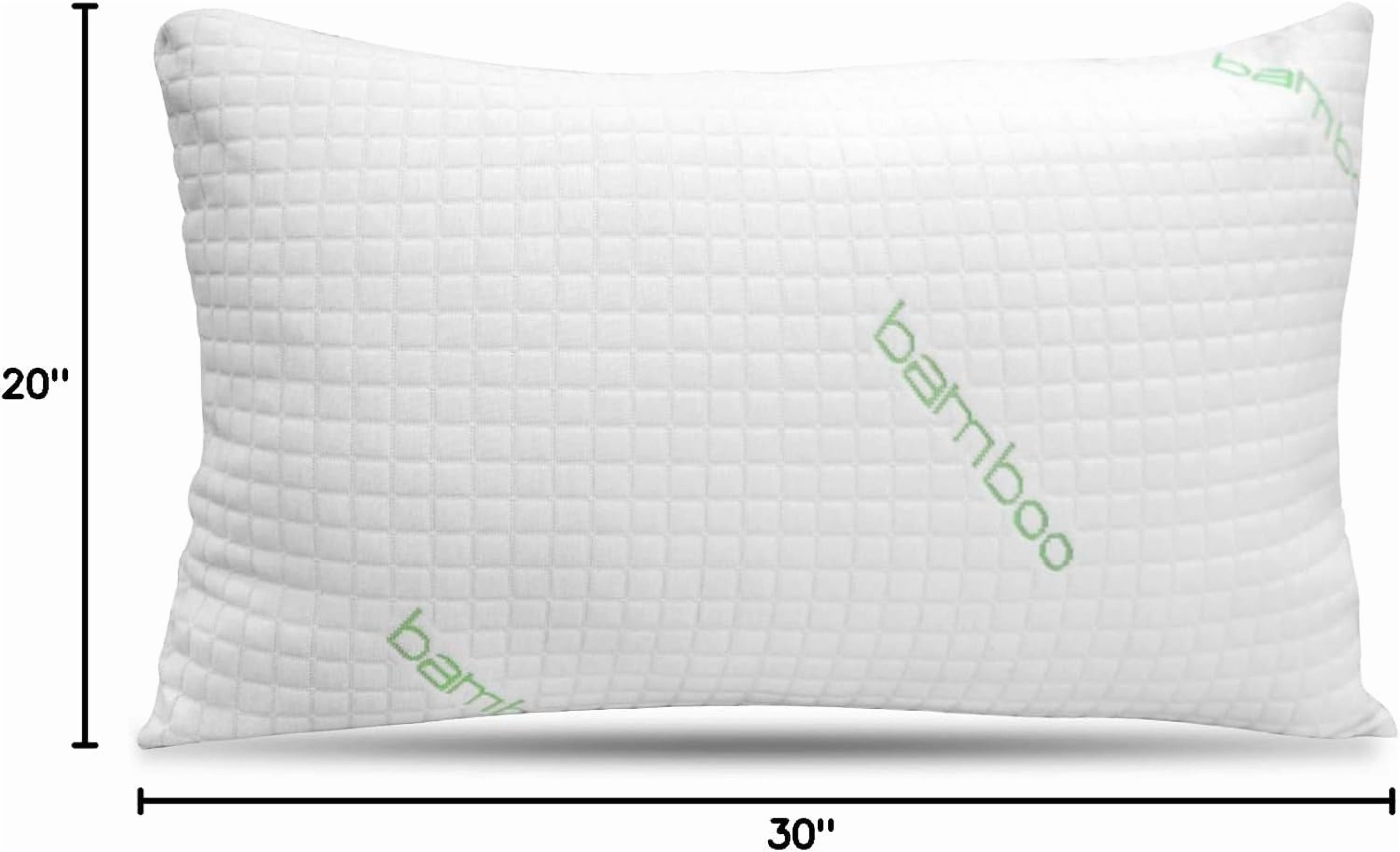 Decorative Plump Queen Size Bamboo Pillow, Memory Foam Bed Pillows with Washable Pillowcases, Queen - Orthopedic Shredded Foam Bed Pillow Set Detail