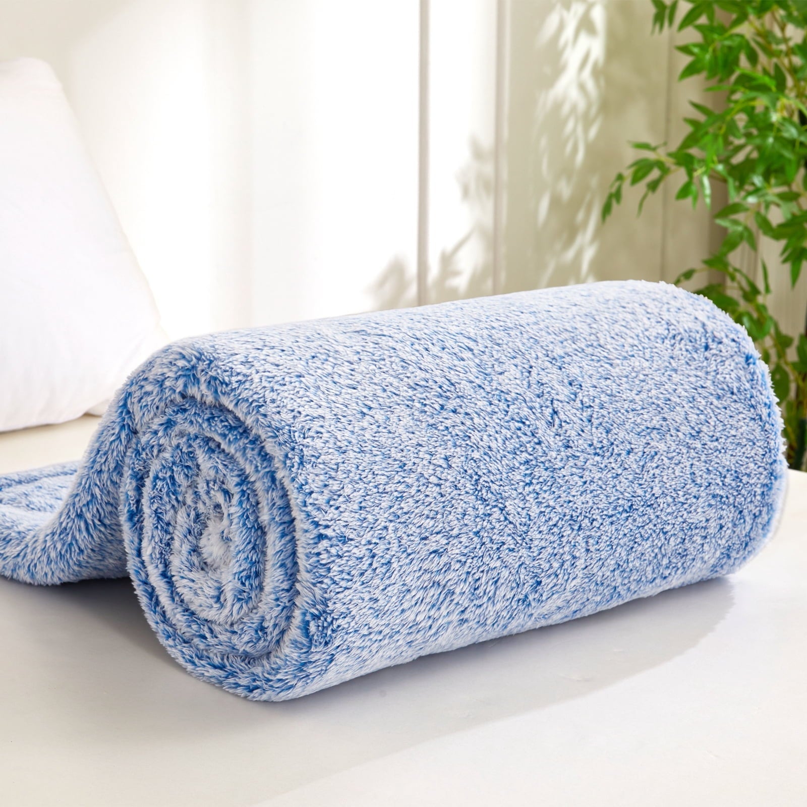 Cozy Fleece Plush Fuzzy Large Fleece Throw Blanket (50" x 70", Mixed Cobalt Blue)- Soft, Warm and Lightweight - Cozy Fleece Throw Blanket for Couch & Bed Detail