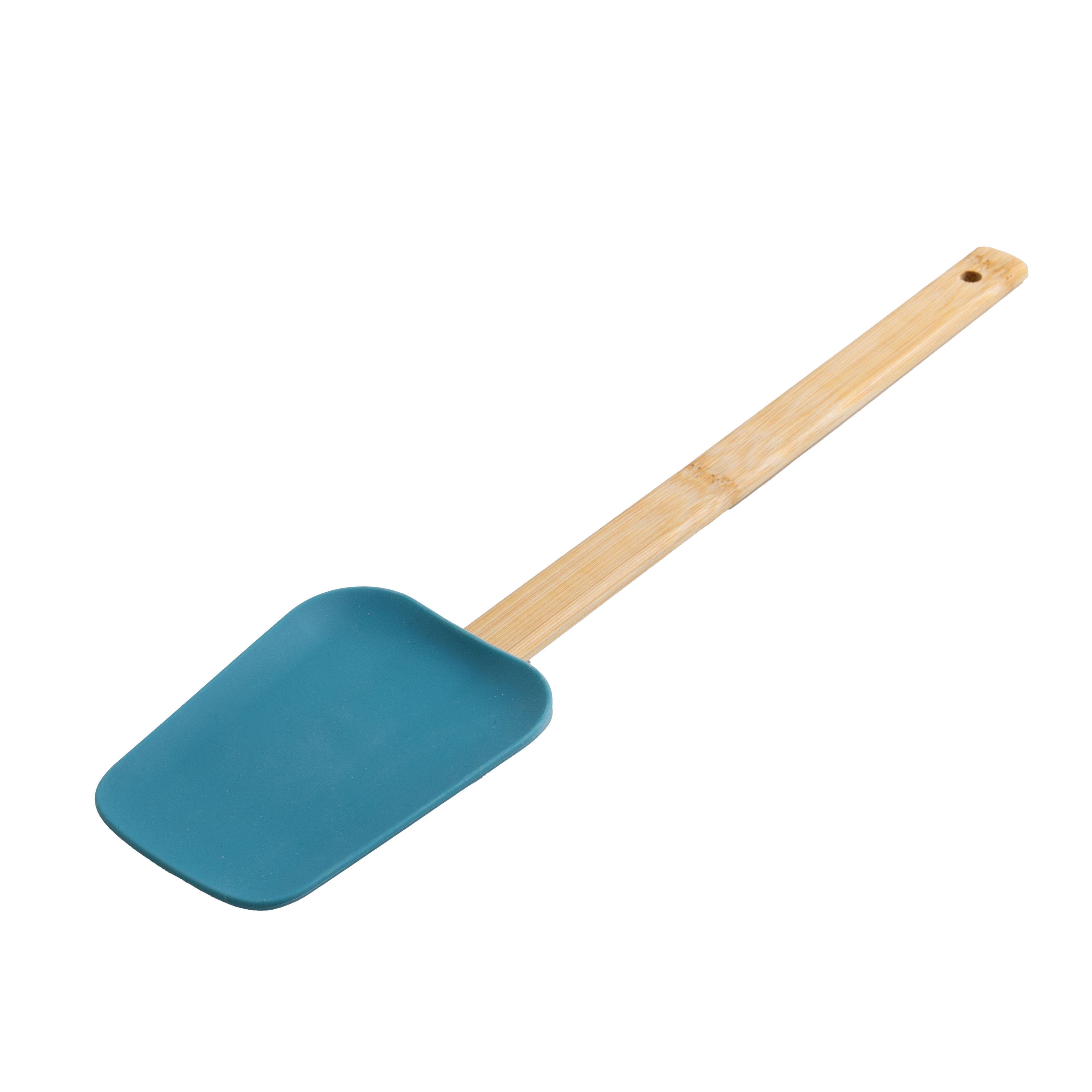 Ergonomic Cooking 9-Piece Bamboo Gadgets Kitchen and Cooking Utensil Sets, Blue - Heat-Resistant Silicone Cooking Spatula Turner Detail