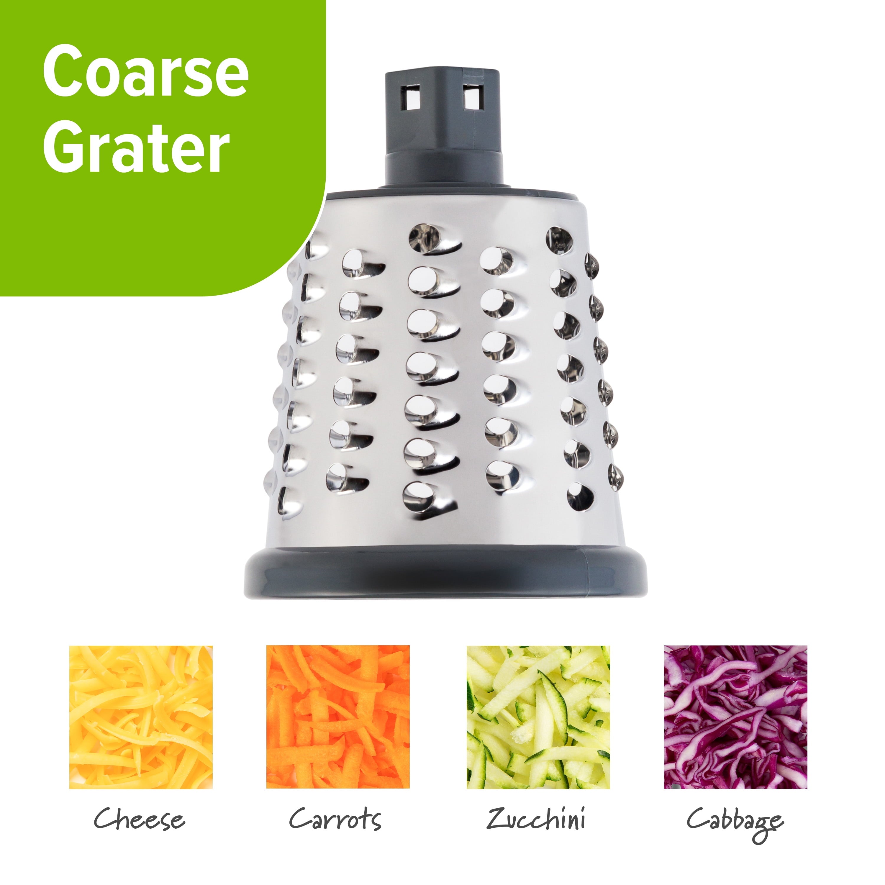 Ergonomic Manual Manual Rotary Grater & Slicer - Premium Stainless Steel Garlic Presser & Peeler Detail