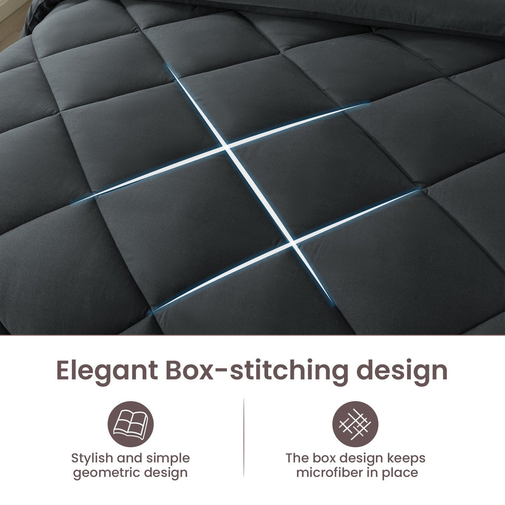 Hypoallergenic Cloud Queen Bed in a Bag Comforter Set with 7 Pieces - Dark Gray All Season Bedding Sets with Comforter, Pillow Shams, Flat... - Hypoallergenic Ultra-Fluffy Quilt for Winter Detail