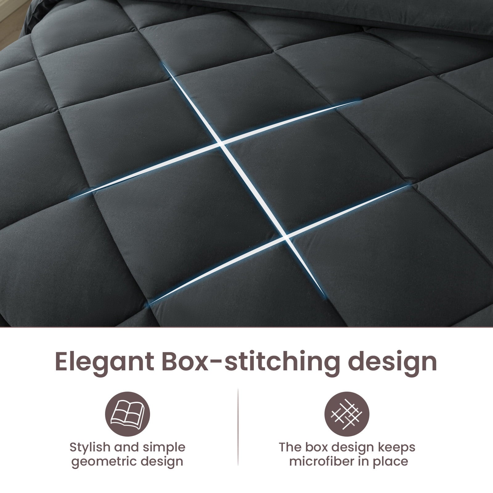 Hypoallergenic Cloud Queen Bed in a Bag Comforter Set with 7 Pieces - Dark Gray All Season Bedding Sets with Comforter, Pillow Shams, Flat... - Hypoallergenic Ultra-Fluffy Quilt for Winter Detail
