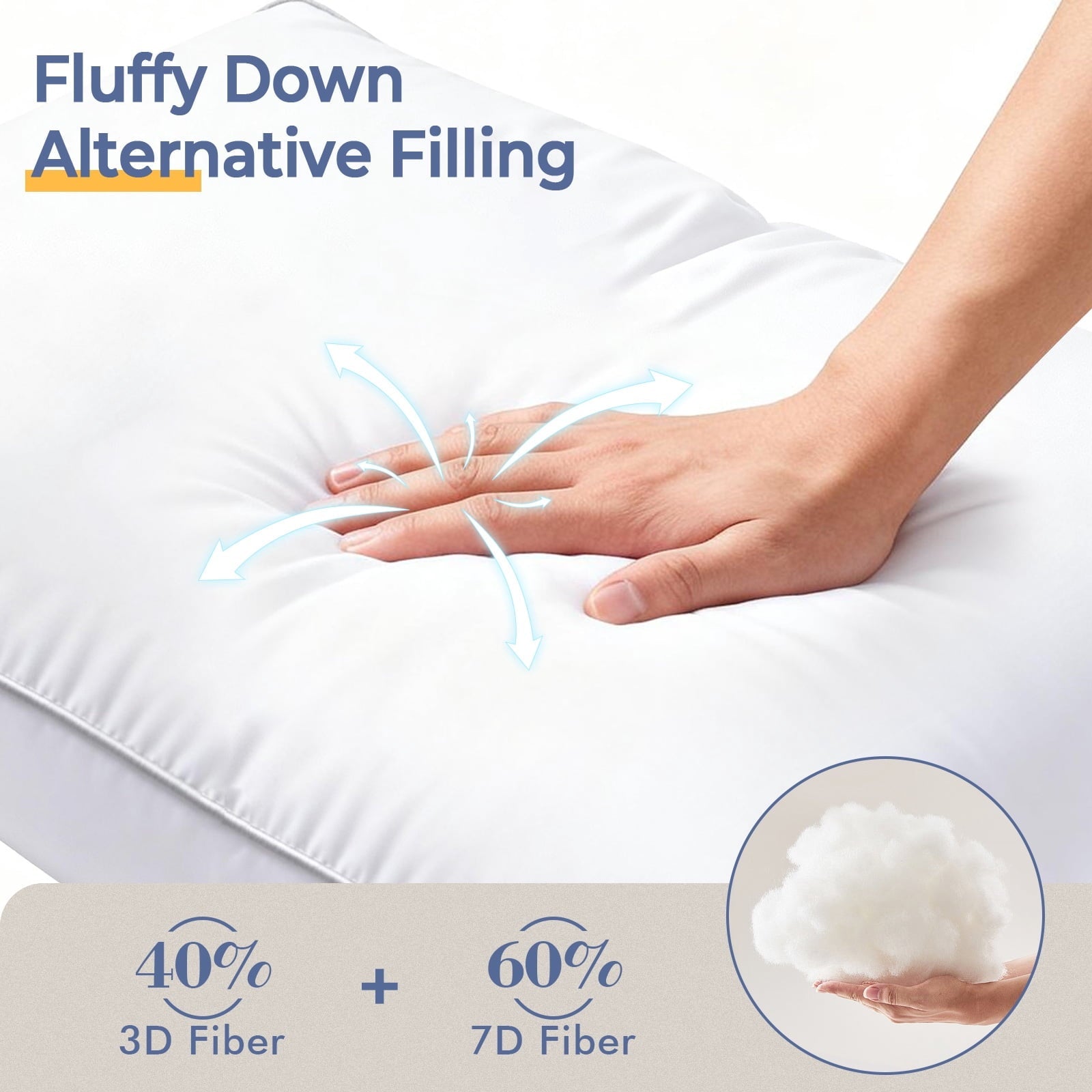 Fluffy Shredded Pillows Queen Size Set of 2, Bed Pillows for Side and Back Sleepers, Soft Down Alternative Pillows, Hotel Quality and... - Orthopedic Shredded Foam Bed Pillow Set Detail