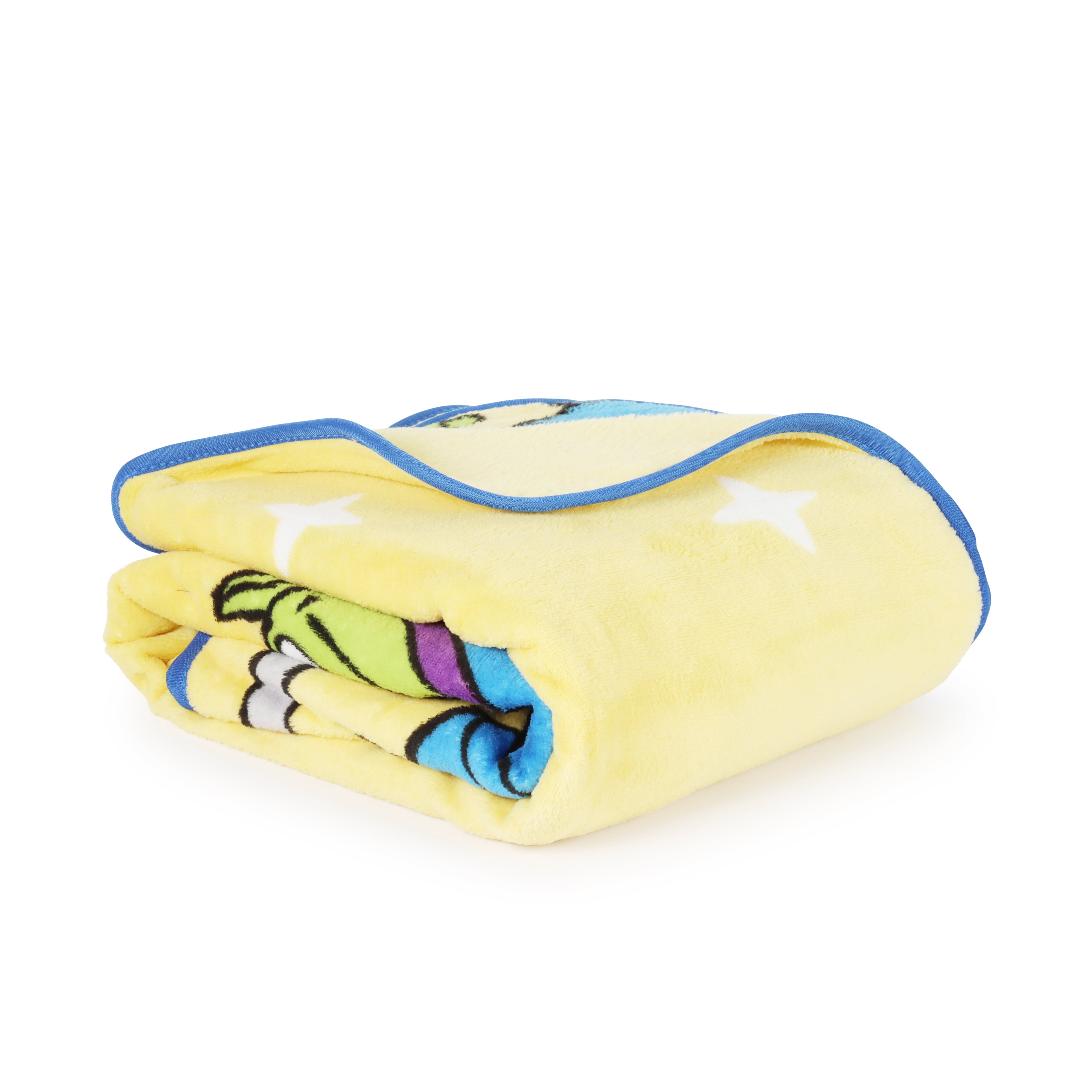 Cozy Fleece Space Kids Throw Blanket, Soft Coral Fleece, Yellow, 46" x 60" - Cozy Fleece Throw Blanket for Couch & Bed Detail