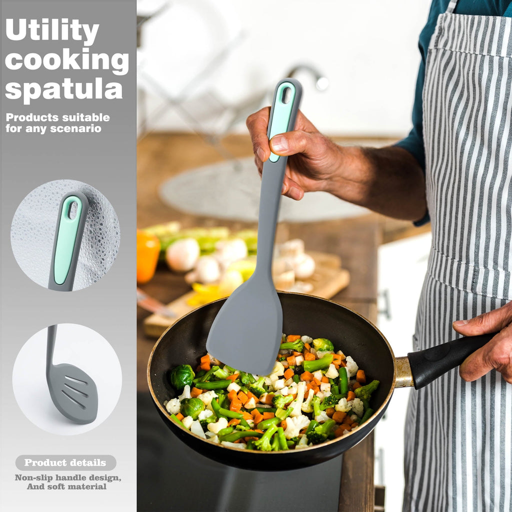 Durable Steel 5 Pieces Silicone Spatula Set, Non-Stick Silicone Turner Spatulas, Heat Resistance Cooking Utensils, Fli... - Multi-Purpose Hand Tool for Daily Meal Prep Detail