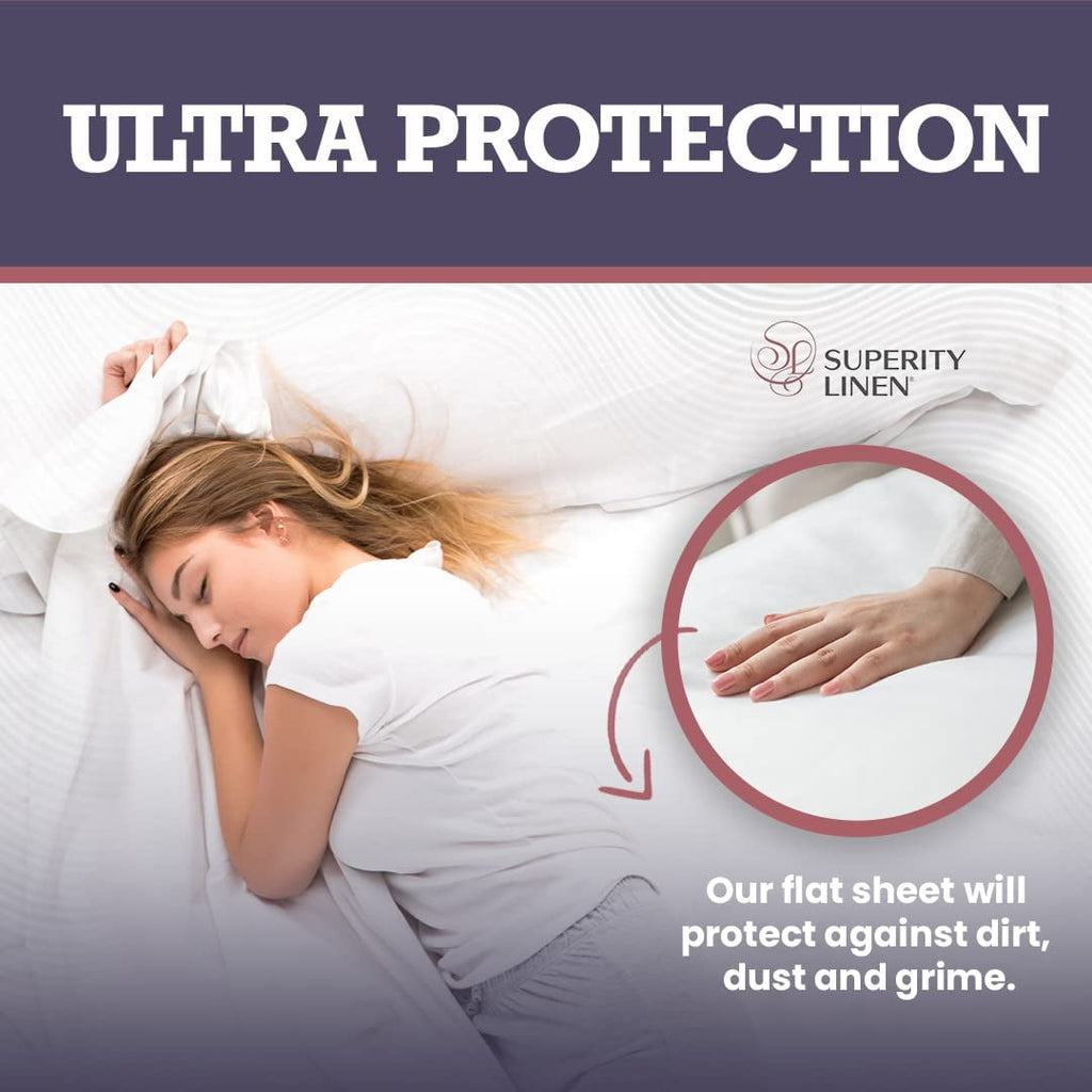 Ultra-Soft Oversized King Size Flat Sheet for Bed - 100% Cotton - Durable and Comfortable with 200 Thread Count - Soft, Breathea... - Breathable Egyptian Cotton Flat & Fitted Sheets Detail