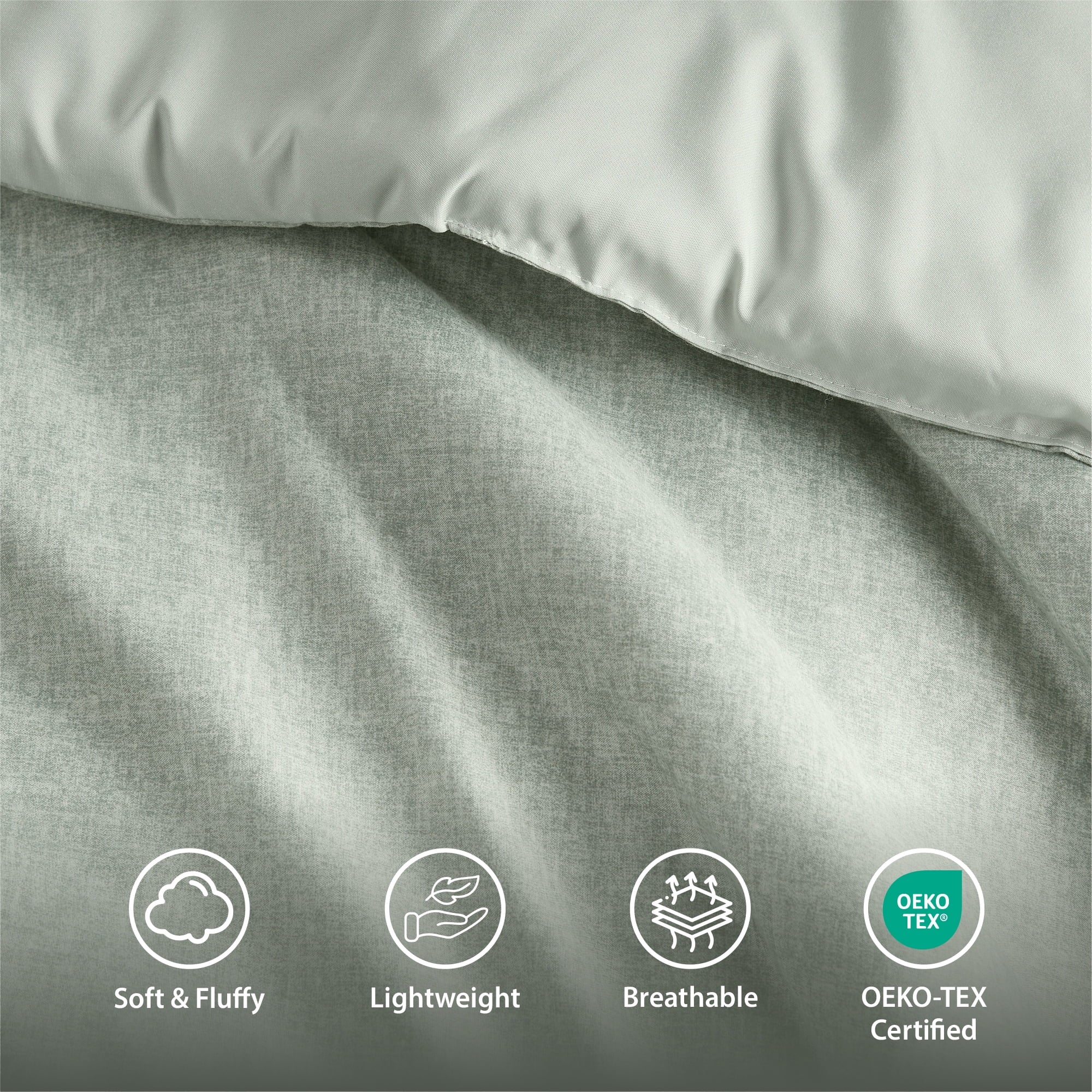 Luxurious Quilted Full/Queen Comforter Sets, Reversible 3 Piece Extra Soft Bedding Set, Chambray Print Sage Green Comforter Bed Set wit... - Hypoallergenic Ultra-Fluffy Quilt for Winter Detail