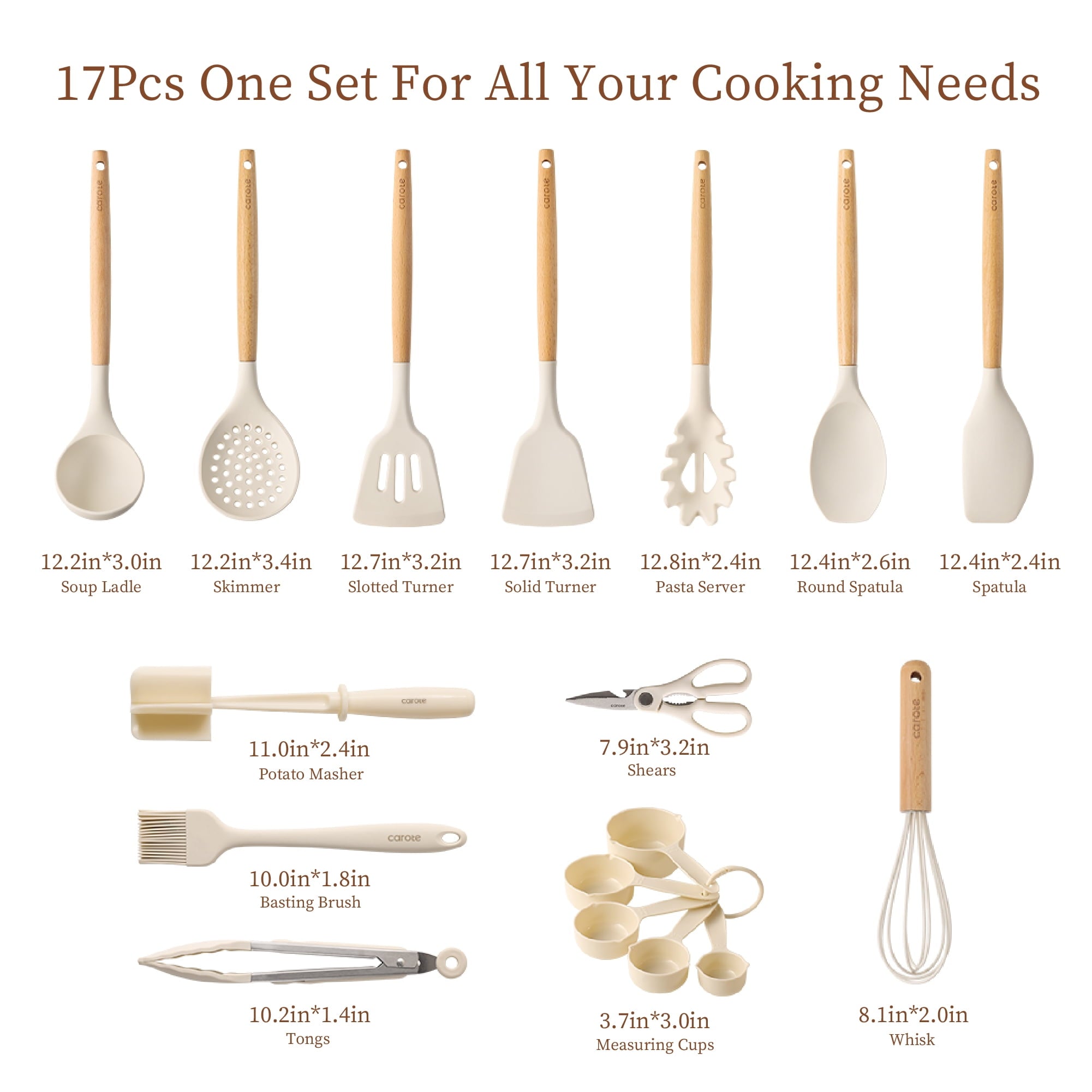 High-Precision 17-Piece Silicone and Wood Cooking Utensil Set, Heat-Resistant, Safe for Nonstick Cookware - Heavy Duty Stainless Steel Kitchen Shears Detail