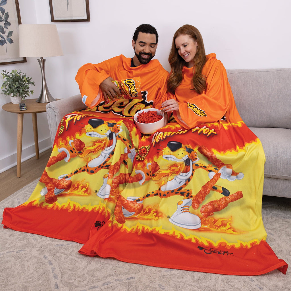 Decorative Knitted Cheetos Flaming Hot Wearable Blanket - Lightweight Plush Warm Blanket for All Seasons Detail