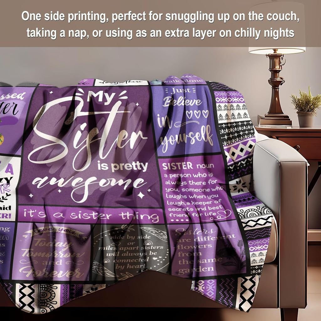 Decorative Knitted Sister Gifts Blanket, Sister Gifts , Happy Birthday Gifts for Sister, Unique Sister Gifts for My Dear Sister on Mothe... - Luxury Knitted Decorative Throw Blanket with Fringes Detail