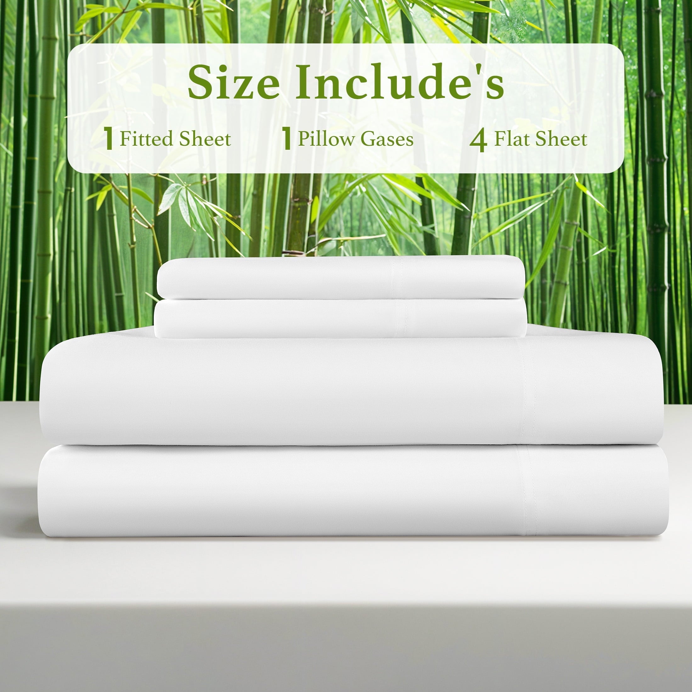 Ultra-Soft Bamboo Sheets Set, 4-Piece Queen Sheet Set with 16" Deep Pockets, Soft and Breathable Bed Sheets, White - Luxury Bed Sheet Set with Deep Pockets Detail