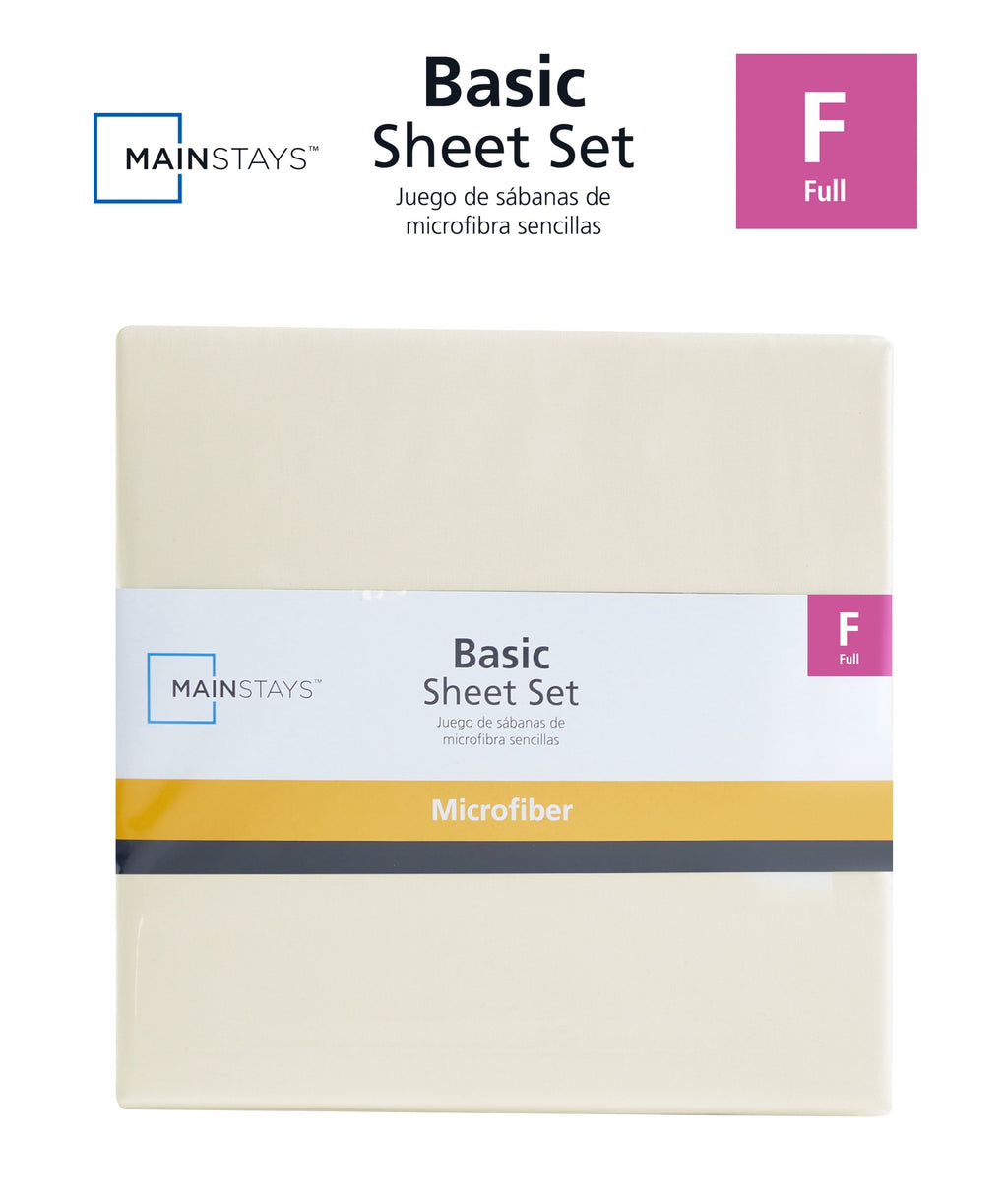 Wrinkle-Resistant Basic Value Microfiber Bed Sheet Set, Vanilla Dream, Full, 4 Piece - Luxury Bed Sheet Set with Deep Pockets Detail