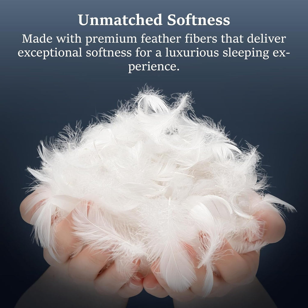 Hotel Collection Goose Feather Pillows Queen Size Set of 2, Hotel Down Bed Pillow for Sleeping,Soft 600 TC Cotton Cover - Ergonomic Memory Foam Pillow for Neck Pain Support Detail