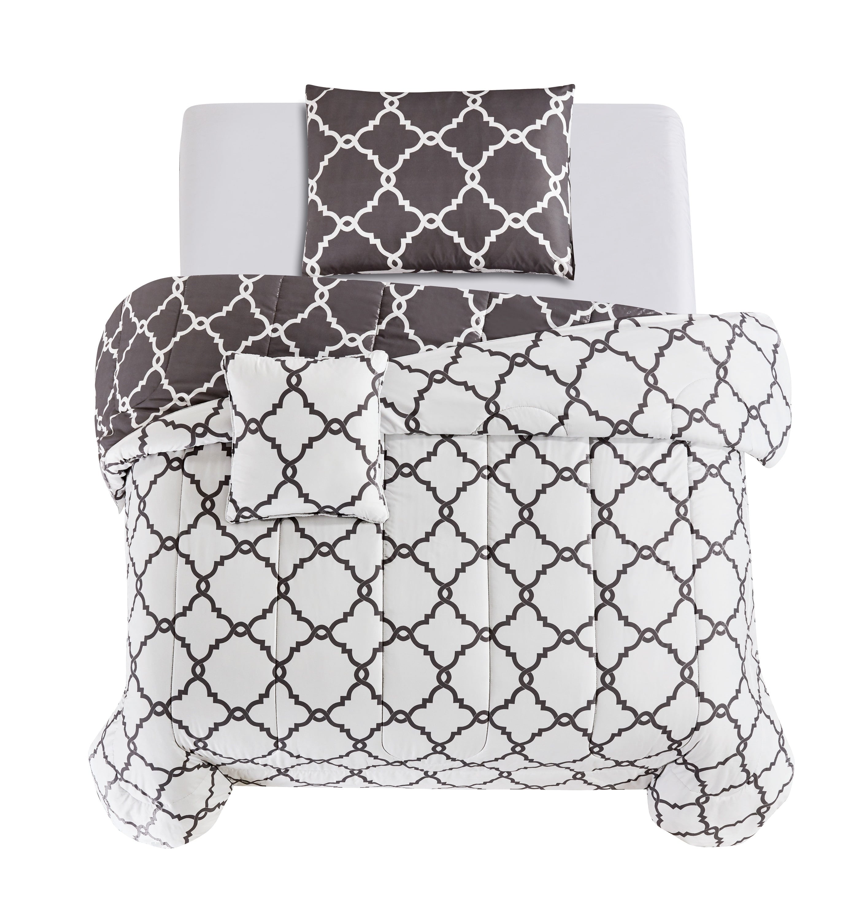 Luxurious Quilted 4 Piece Geometric Twin Comforter Set - Polyester Filling Reversible Washable Comforter Set - Hypoallergenic Ultra-Fluffy Quilt for Winter Detail