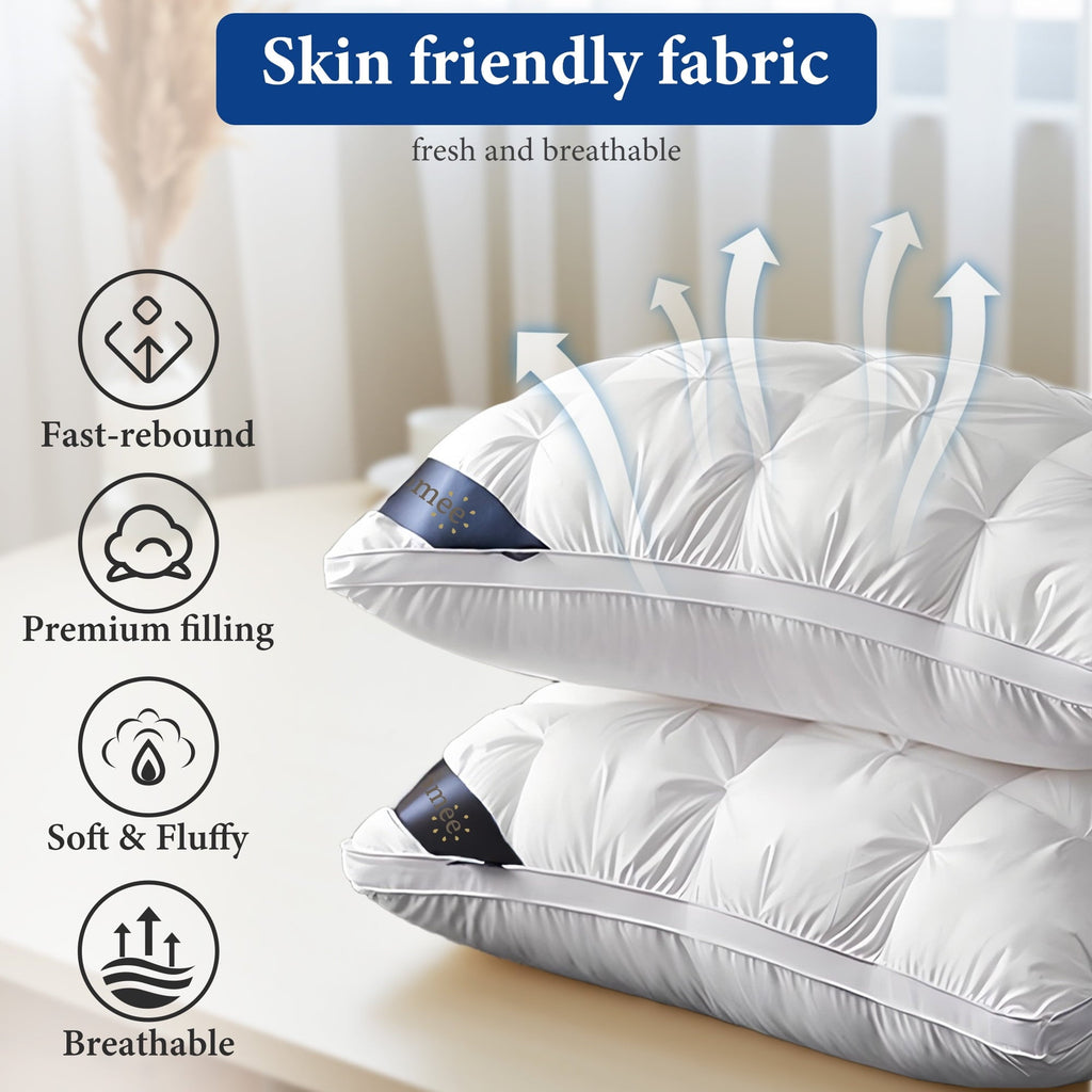 Ergonomic Memory Foam 2-Pack Luxurious Hotel-Quality ,Resistant to Flattening, All-Season,White - Orthopedic Shredded Foam Bed Pillow Set Detail