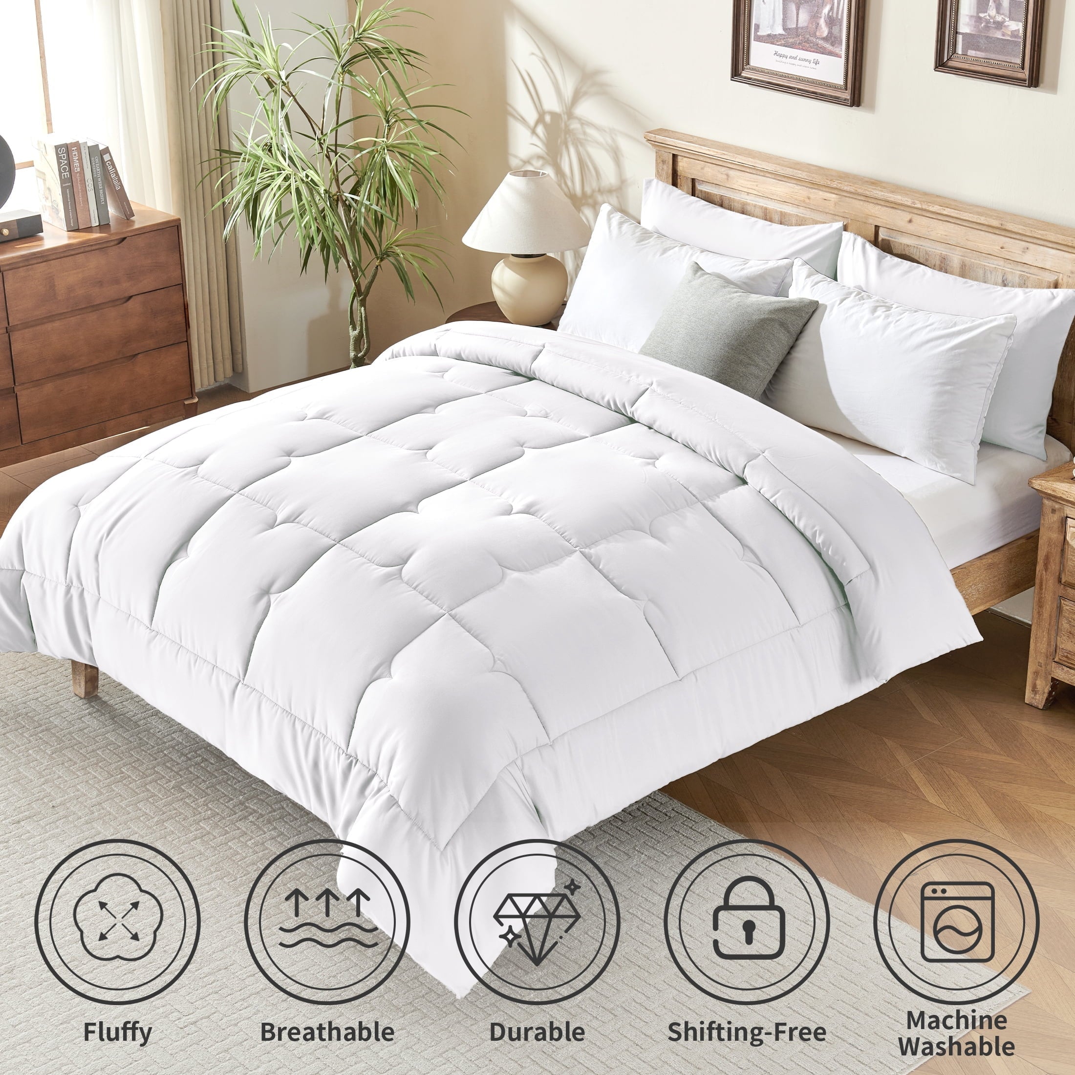 Hypoallergenic Cloud 3-Piece Queen Comforter Set - All-Season Down Alternative Bedding Bundle with 2 Pillow Shams, Premium Soft Bedding Se... - Hypoallergenic Ultra-Fluffy Quilt for Winter Detail